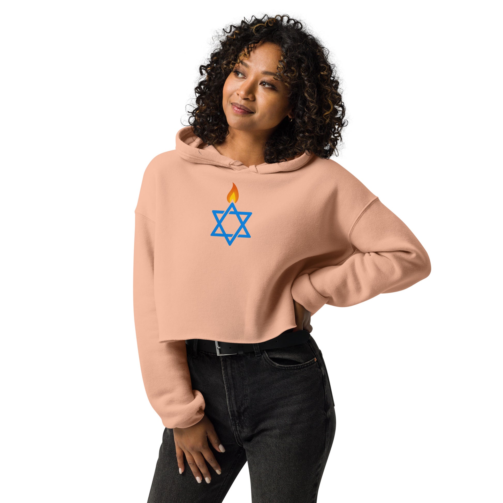 Fire Stars Of David Women's Cropped Hoodie - American Zionist