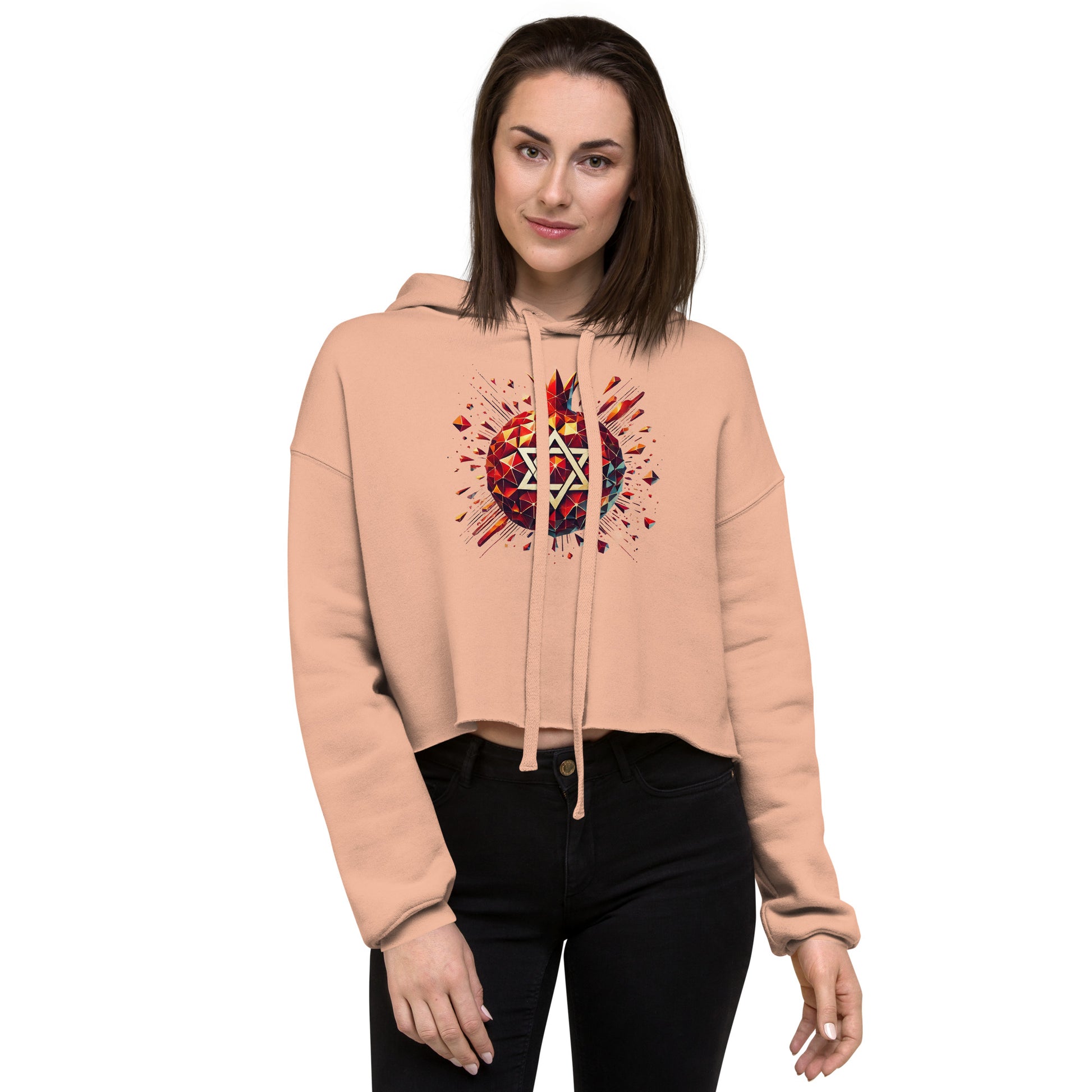 Pomegranate Star of David Women's Cropped Hoodie - American Zionist