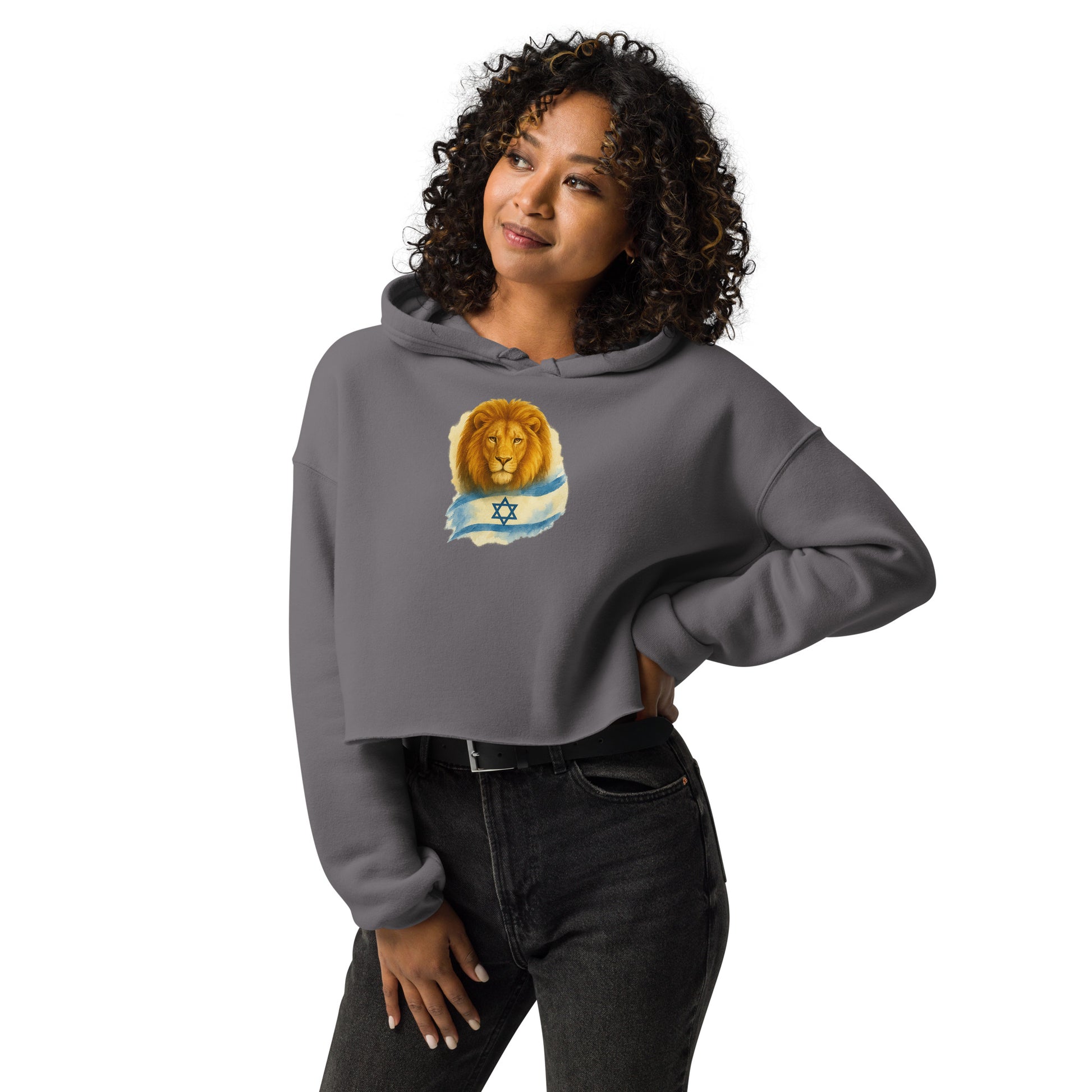 Lion Of Israel Women's Cropped Hoodie - American Zionist