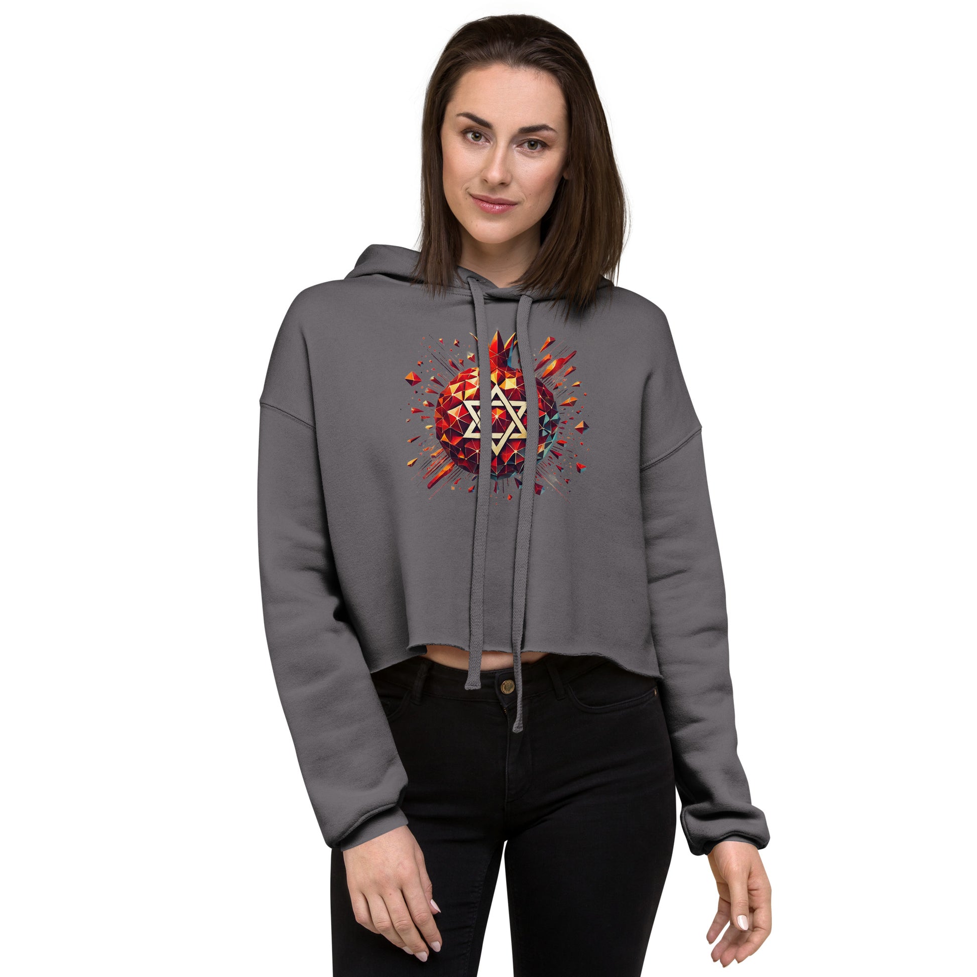 Pomegranate Star of David Women's Cropped Hoodie - American Zionist