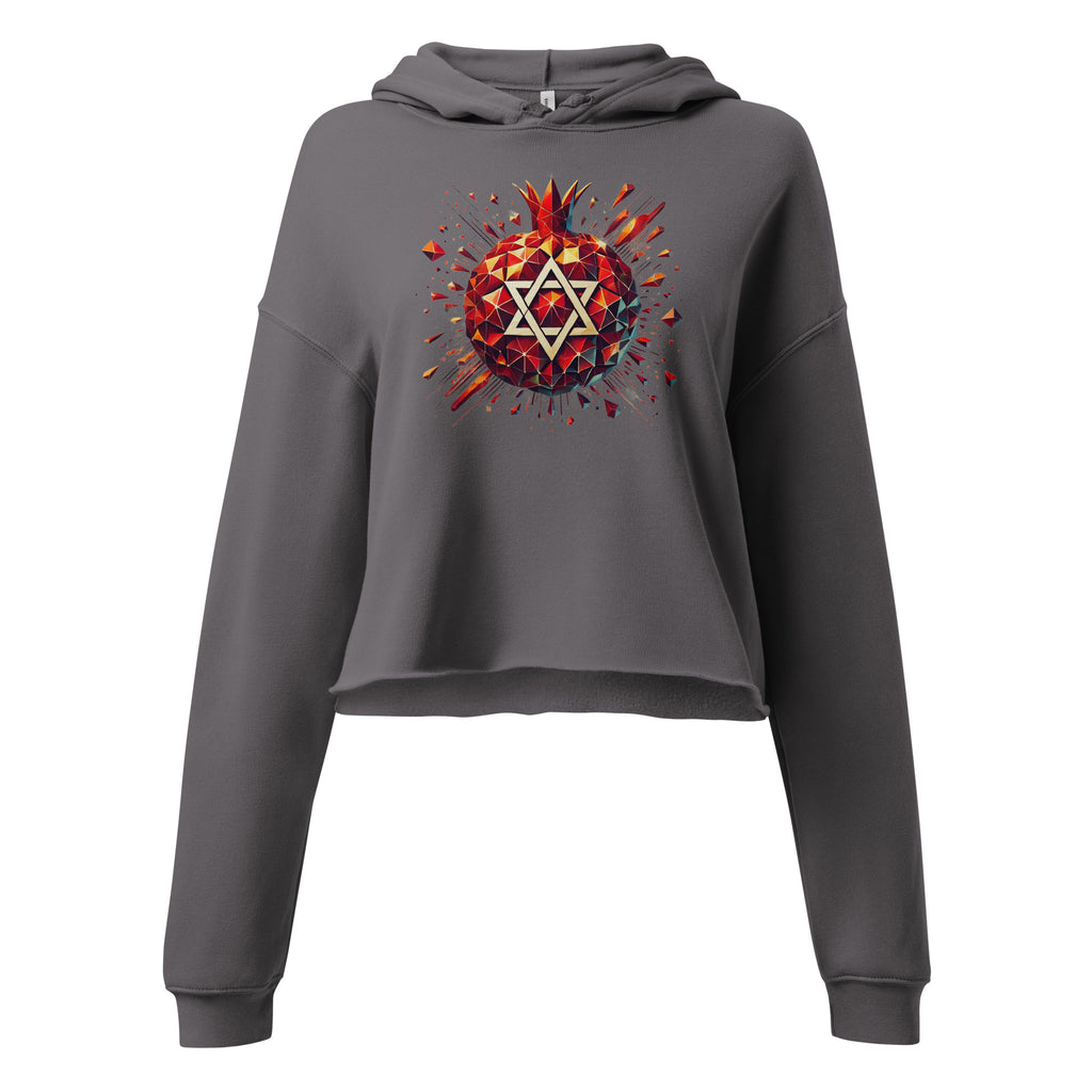 Pomegranate Star of David Women's Cropped Hoodie - American Zionist