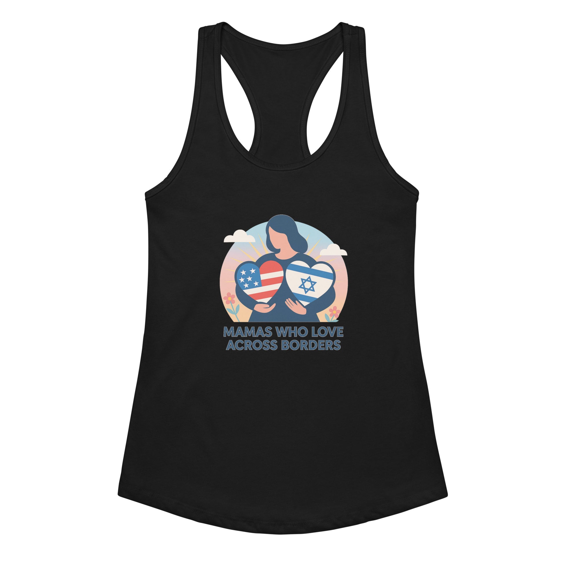 Mamas Who Love Across Borders Women's Fitted Racerback Tank Top - American Zionist