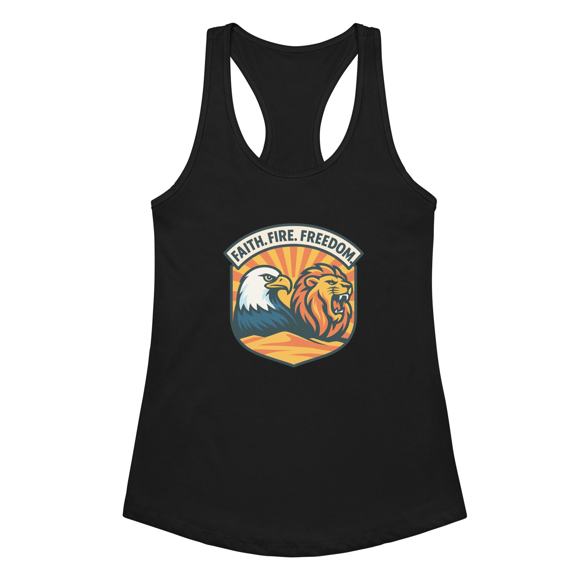 Lions Eagles Rise Women's Ideal Racerback Tank Top - American Zionist