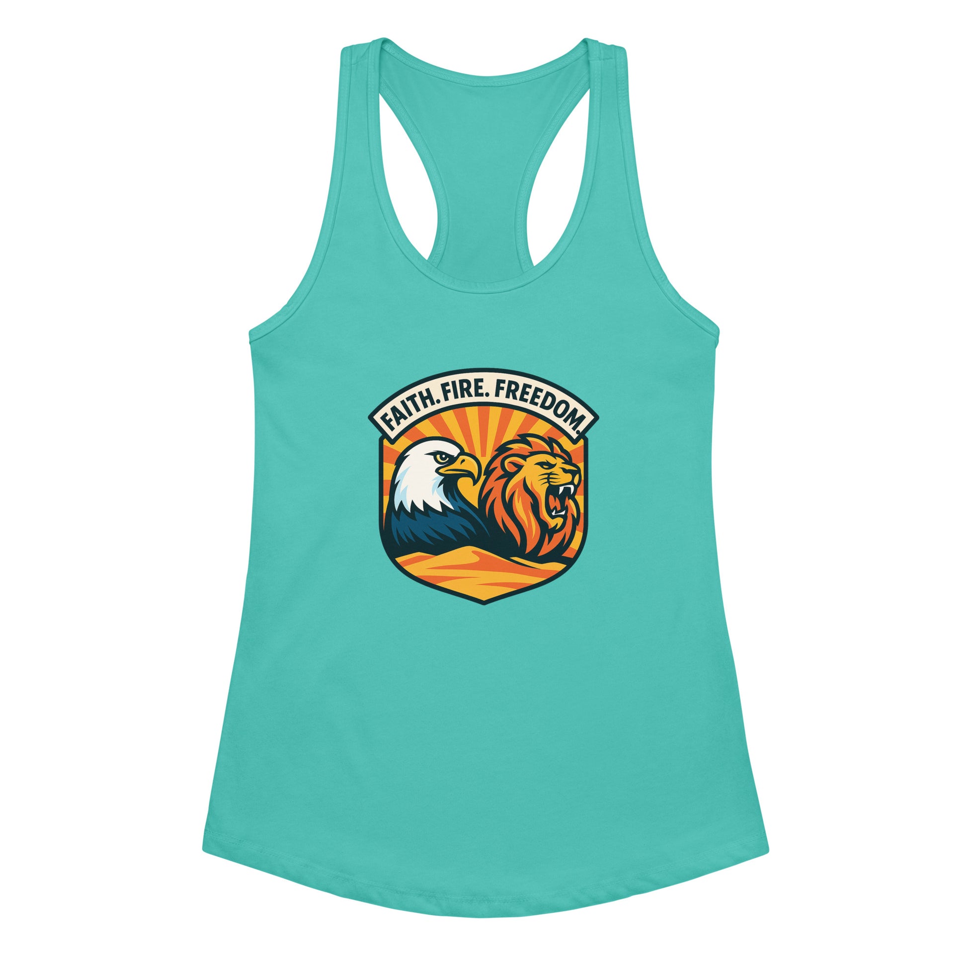Lions Eagles Rise Women's Ideal Racerback Tank Top - American Zionist