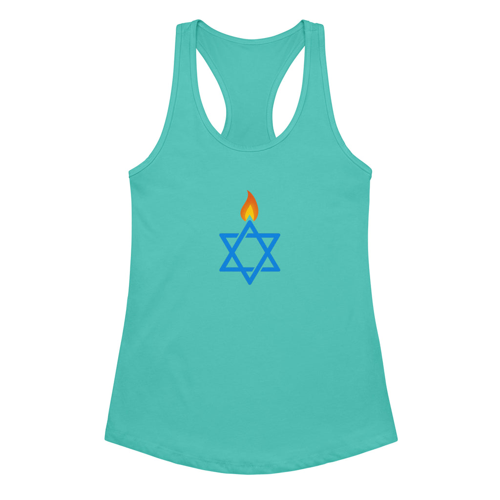 Fire Stars Of David Women's Ideal Racerback Tank Top - American Zionist