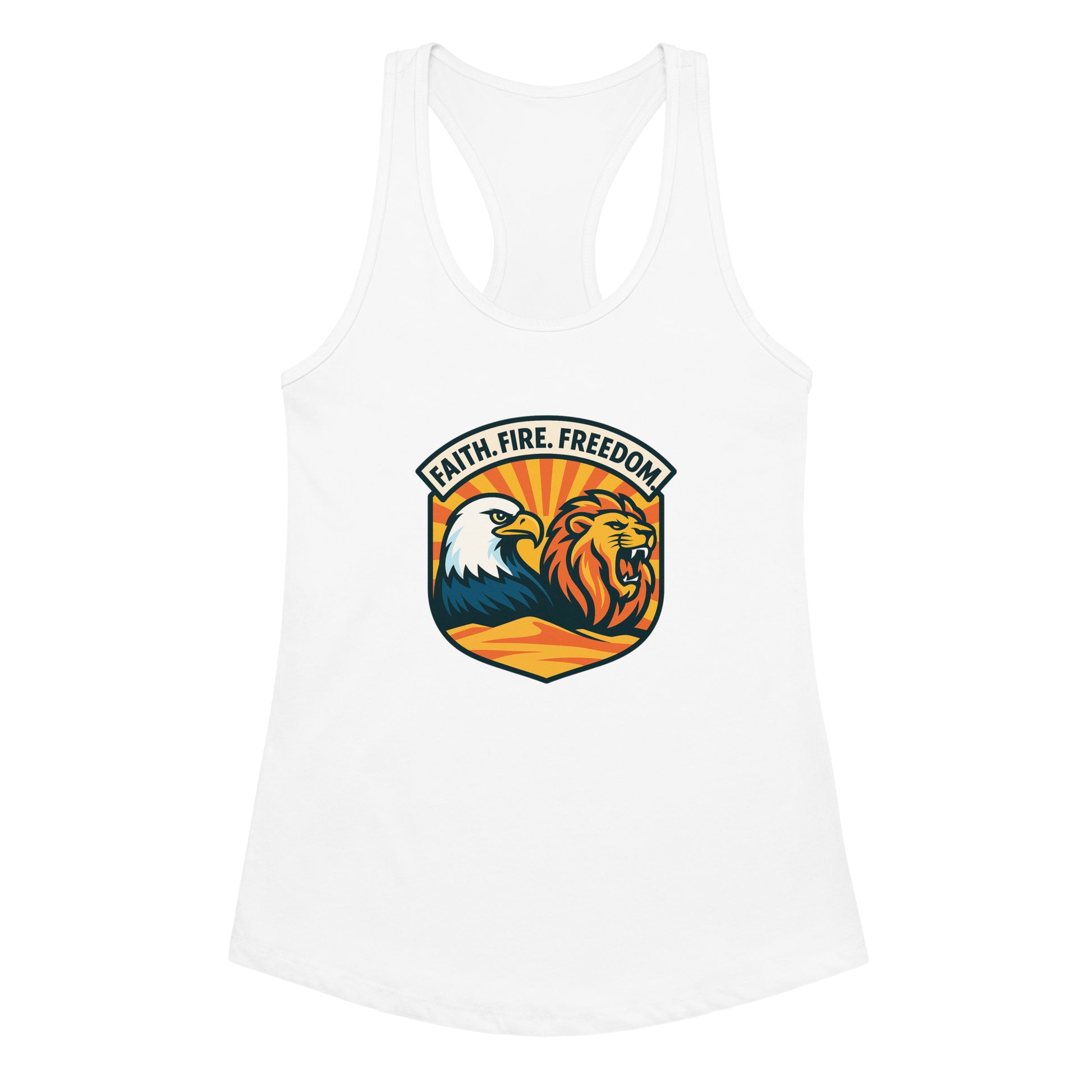 Lions Eagles Rise Women's Ideal Racerback Tank Top - American Zionist