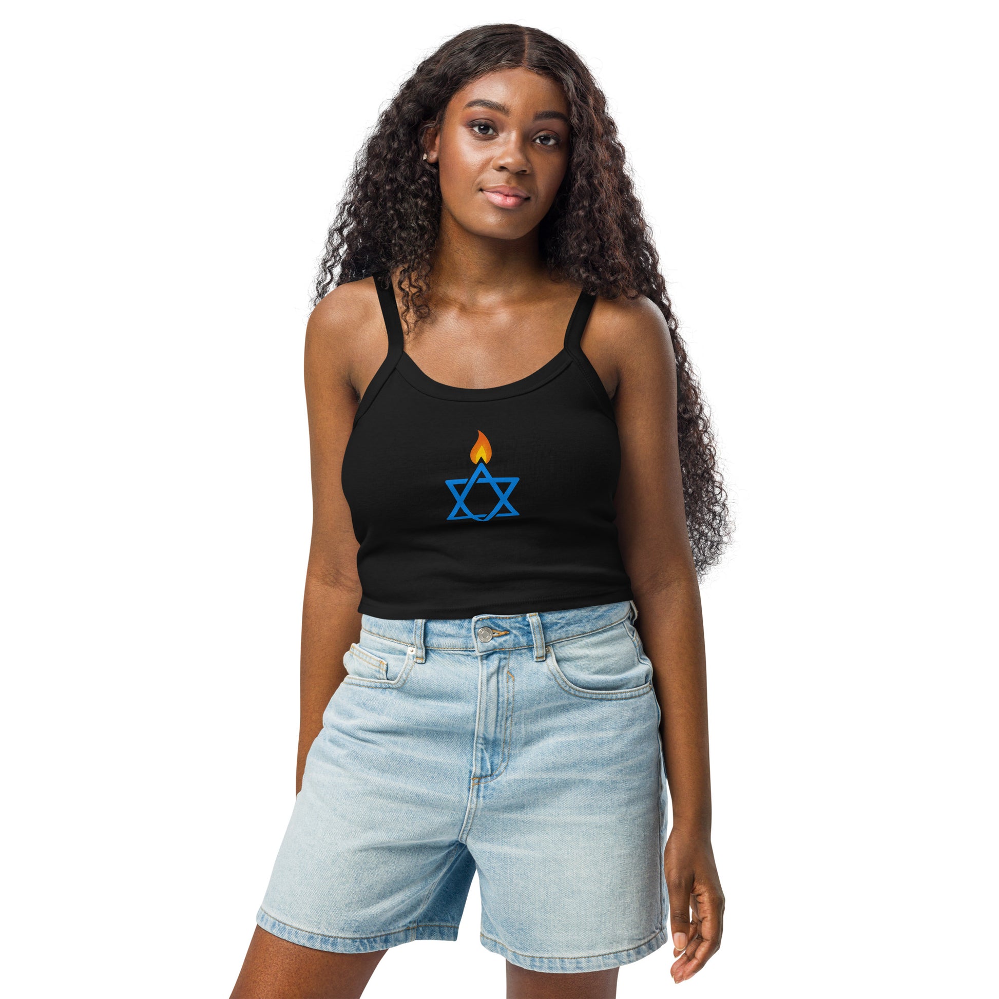 Fire Stars Of David Women's Micro - Rib Tank Top - American Zionist