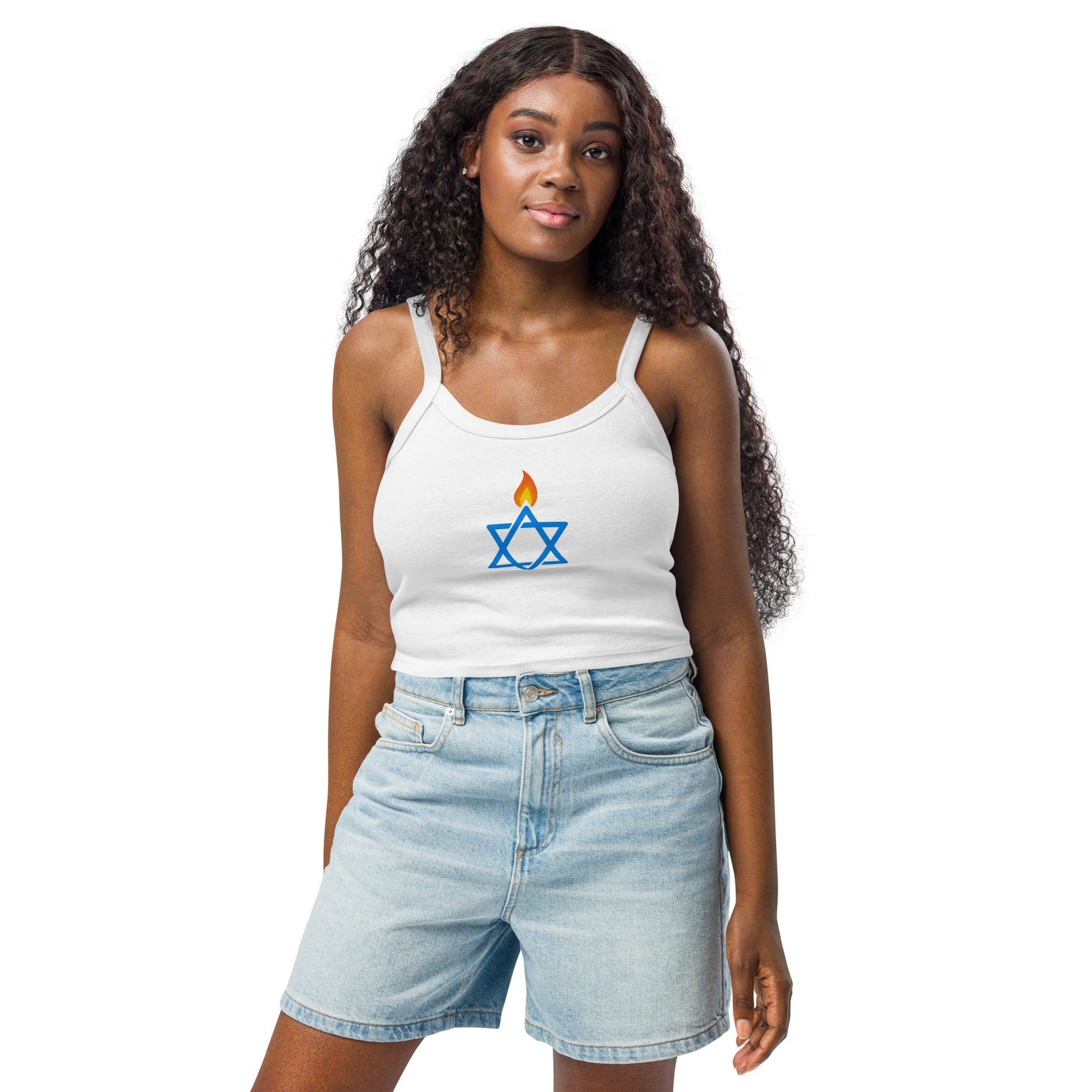 Fire Stars Of David Women's Micro - Rib Tank Top - American Zionist