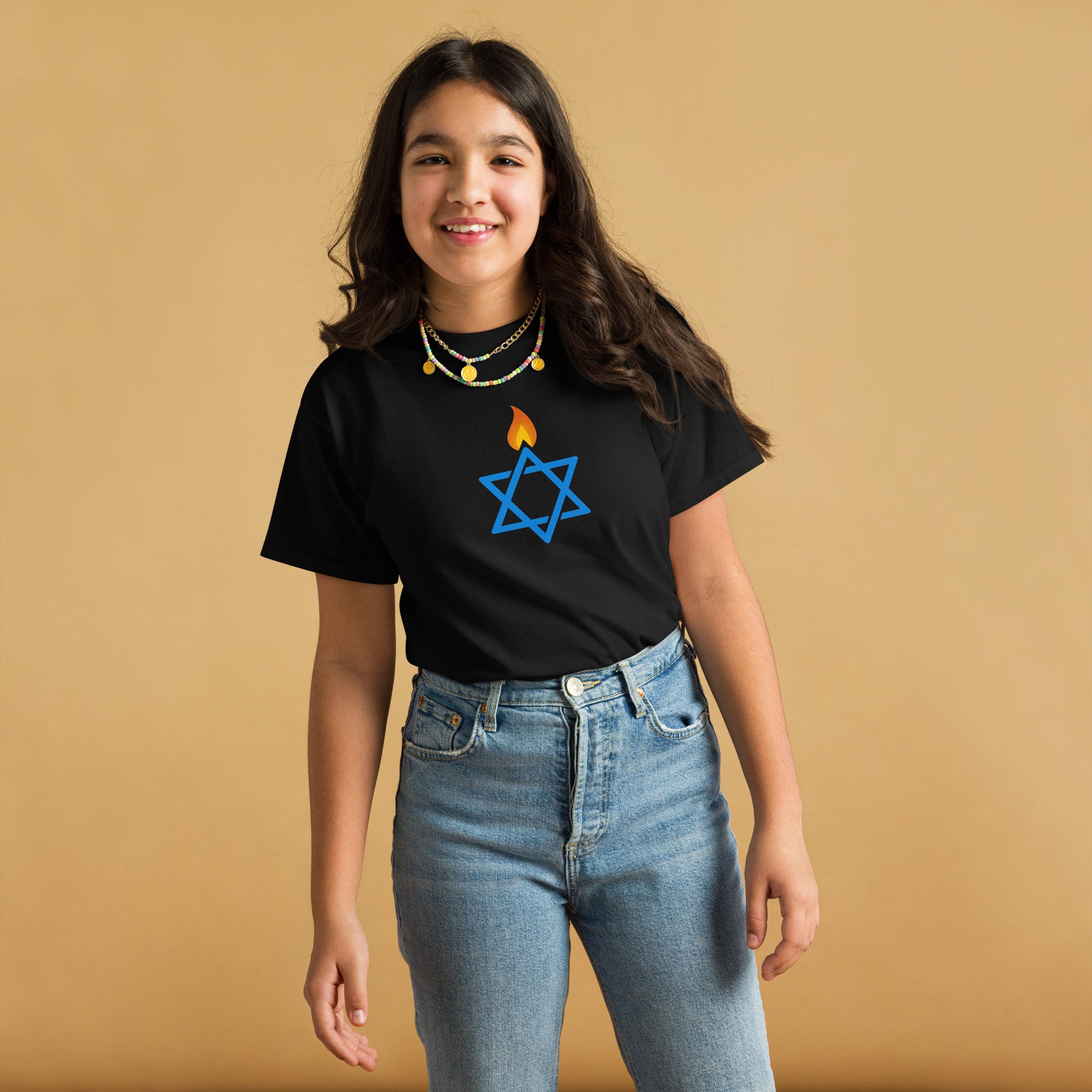 Fire Stars Of David Youth Classic Tee - American Zionist