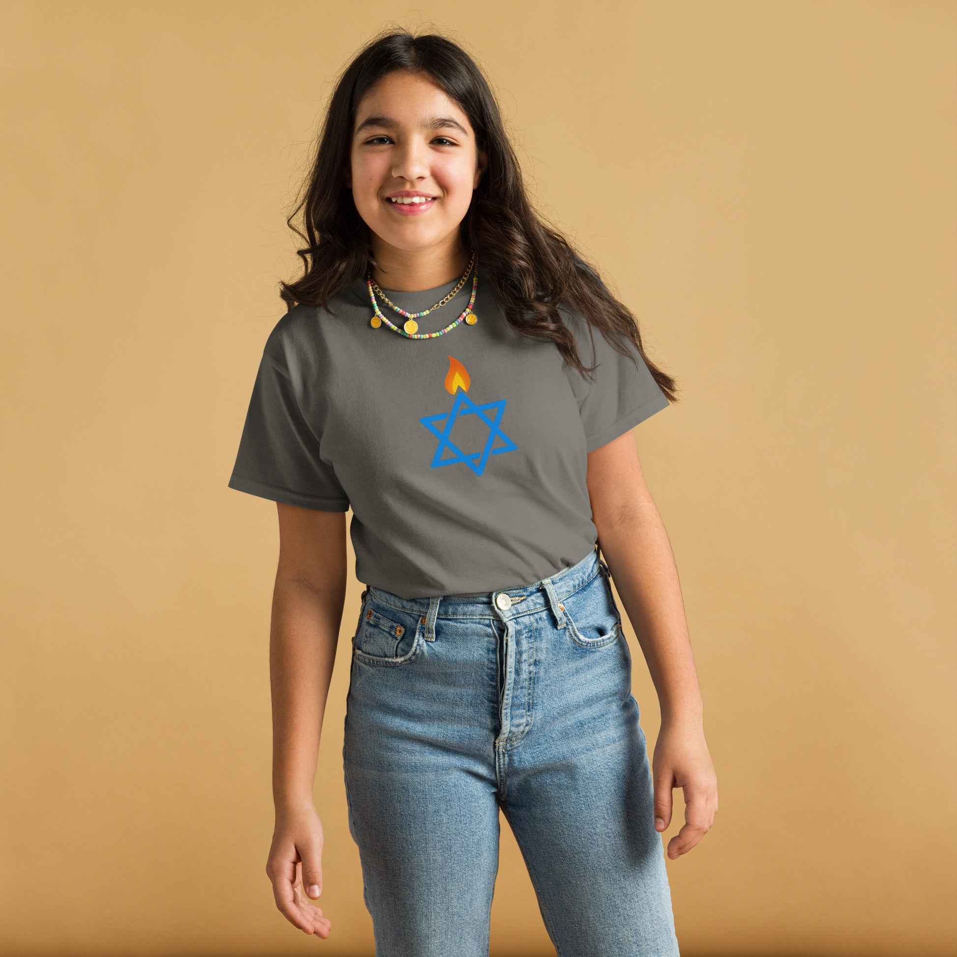 Fire Stars Of David Youth Classic Tee - American Zionist