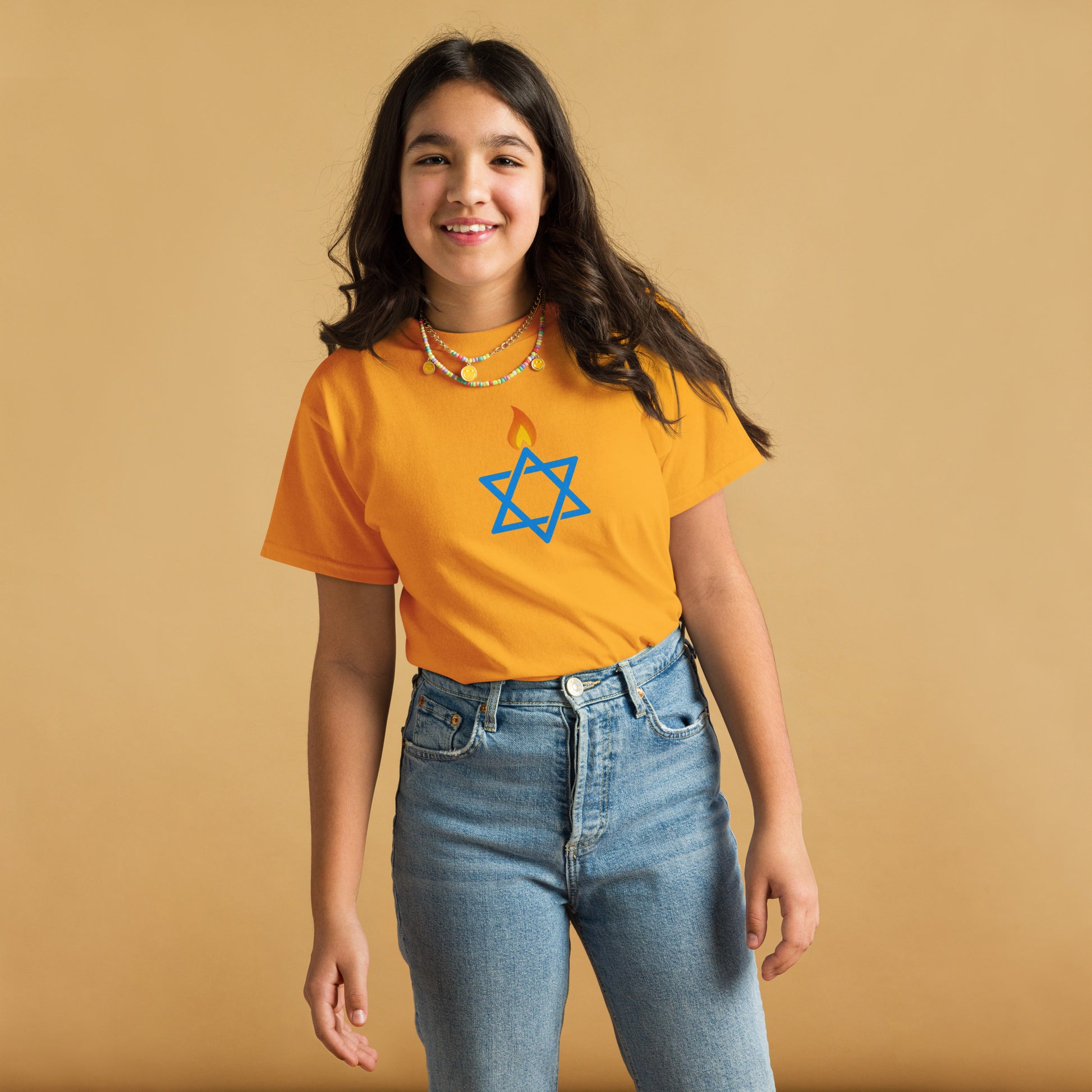 Fire Stars Of David Youth Classic Tee - American Zionist