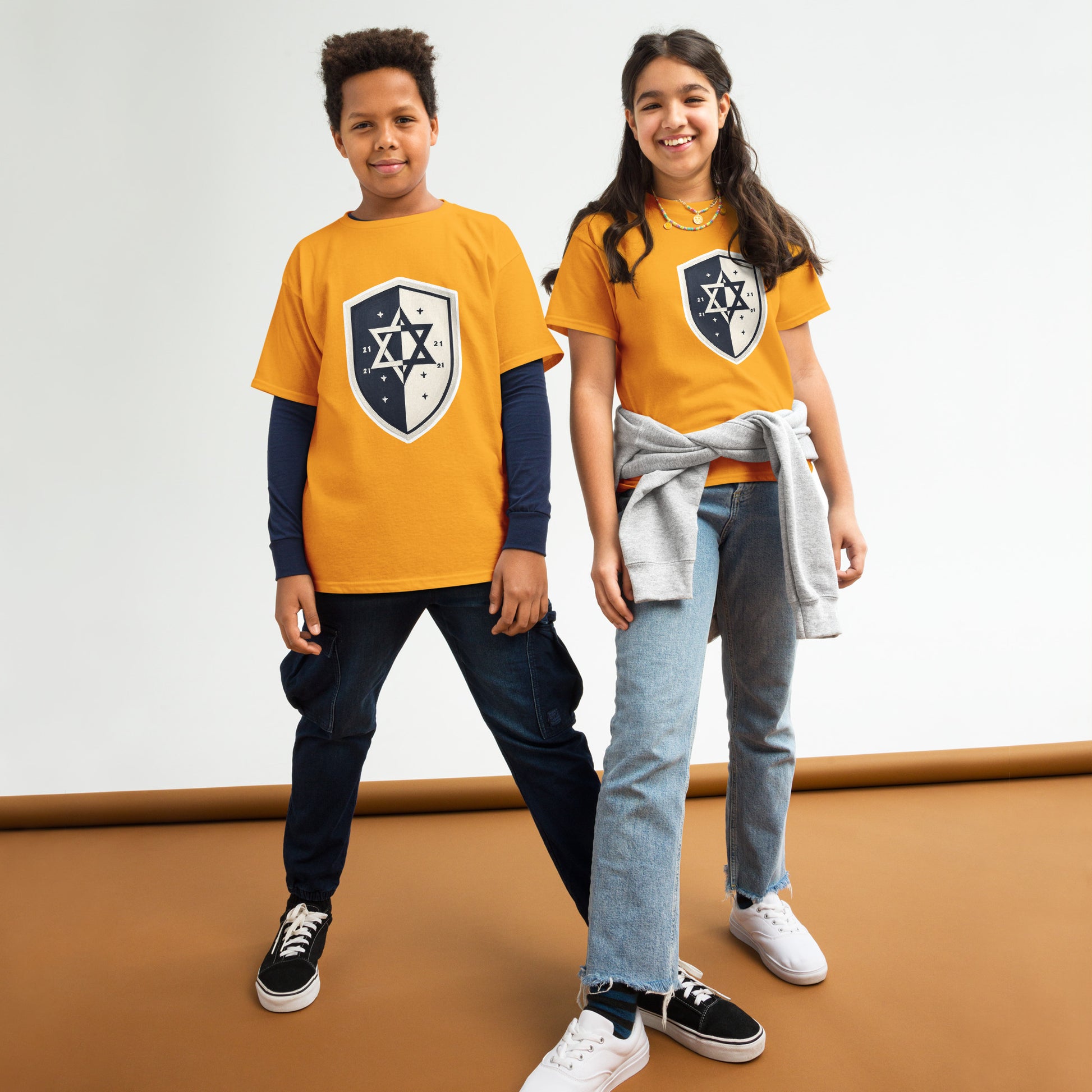 Black and White Shield Youth Classic Tee - American Zionist