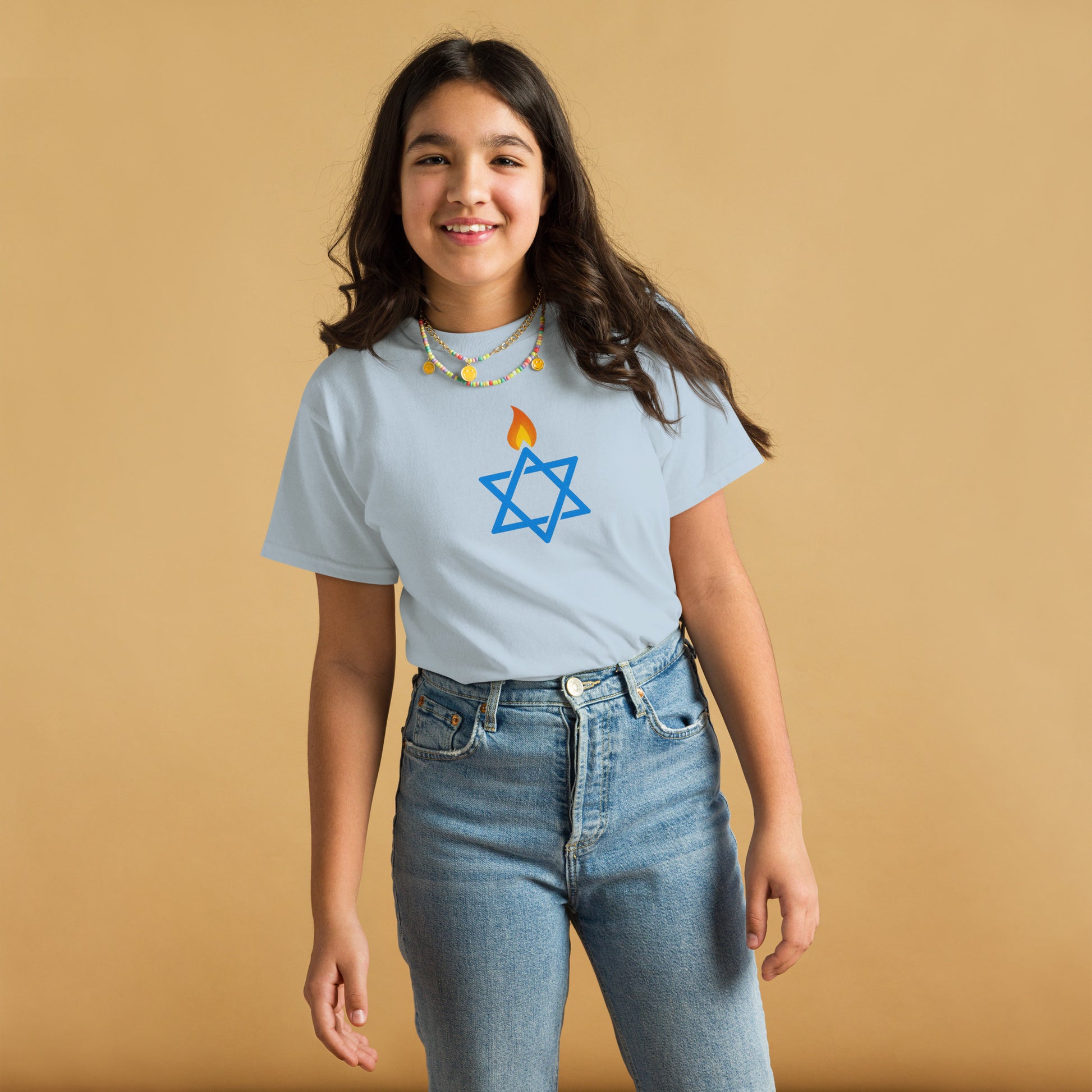 Fire Stars Of David Youth Classic Tee - American Zionist