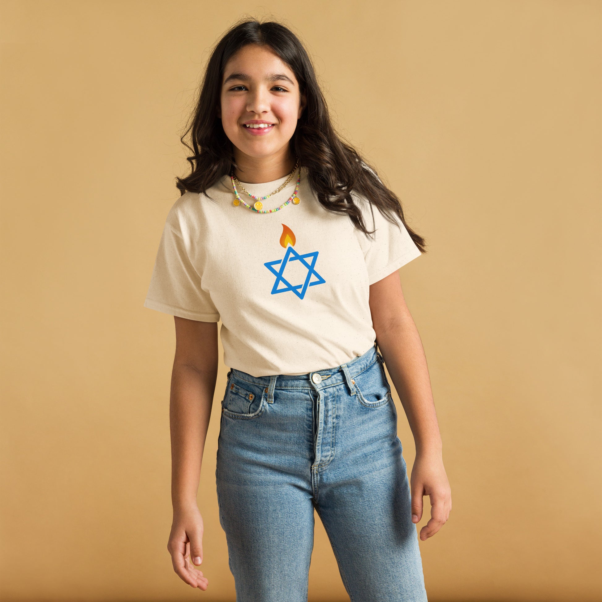 Fire Stars Of David Youth Classic Tee - American Zionist