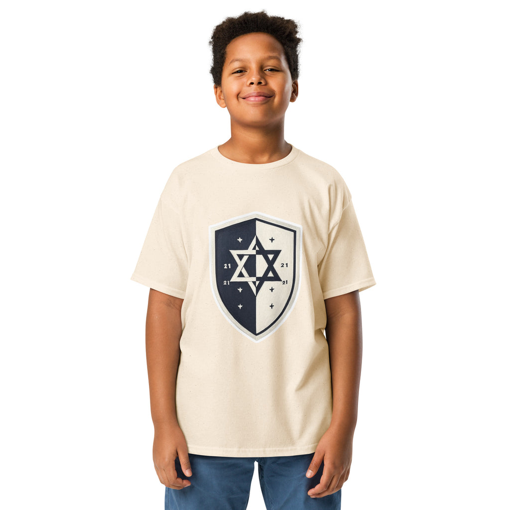 Black and White Shield Youth Classic Tee - American Zionist