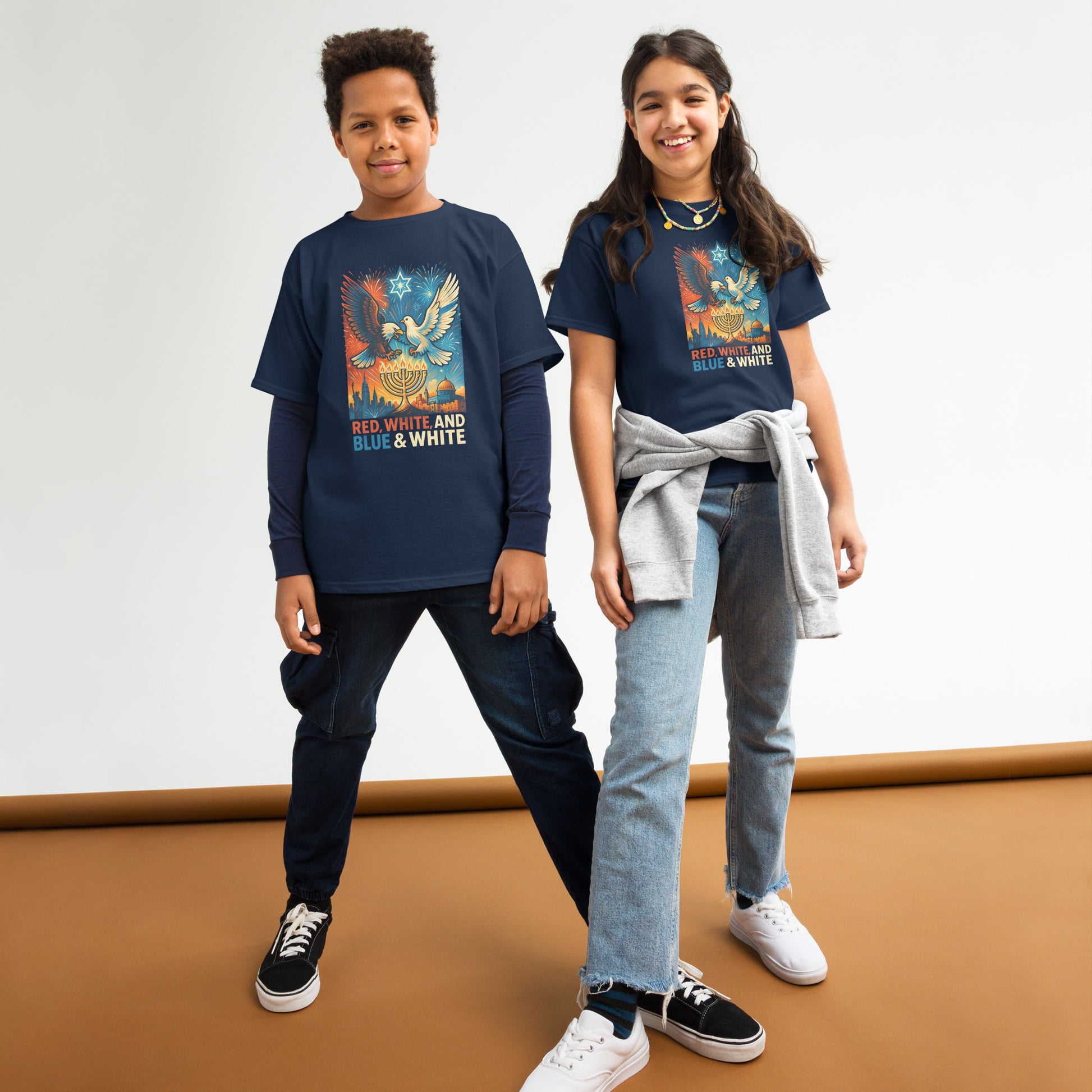 Red White and Blue Youth Classic Tee - American Zionist