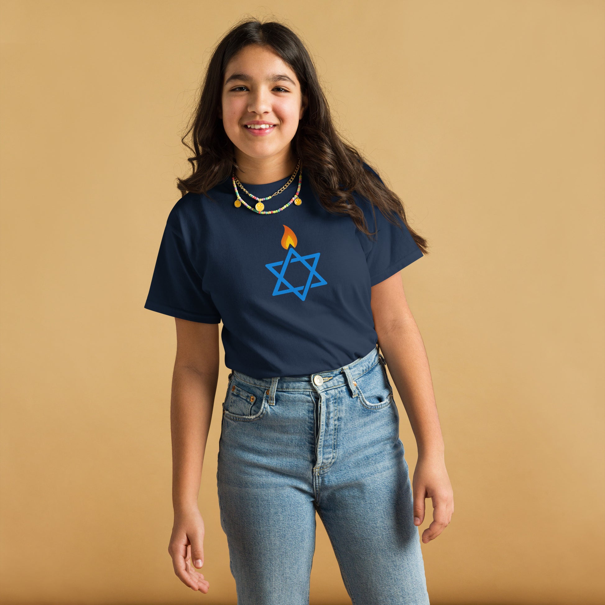 Fire Stars Of David Youth Classic Tee - American Zionist
