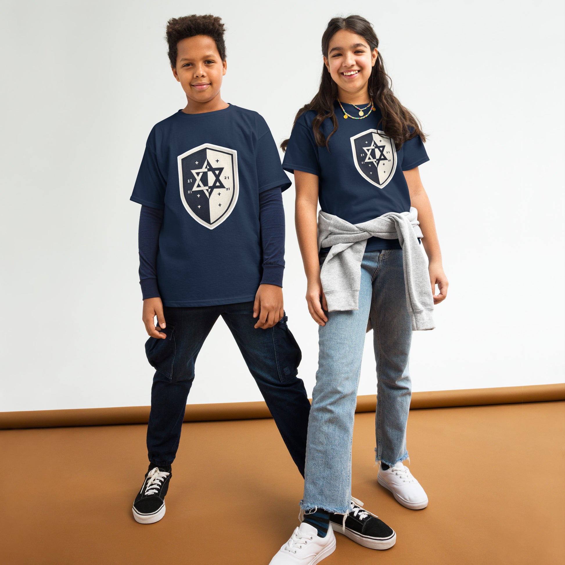 Black and White Shield Youth Classic Tee - American Zionist