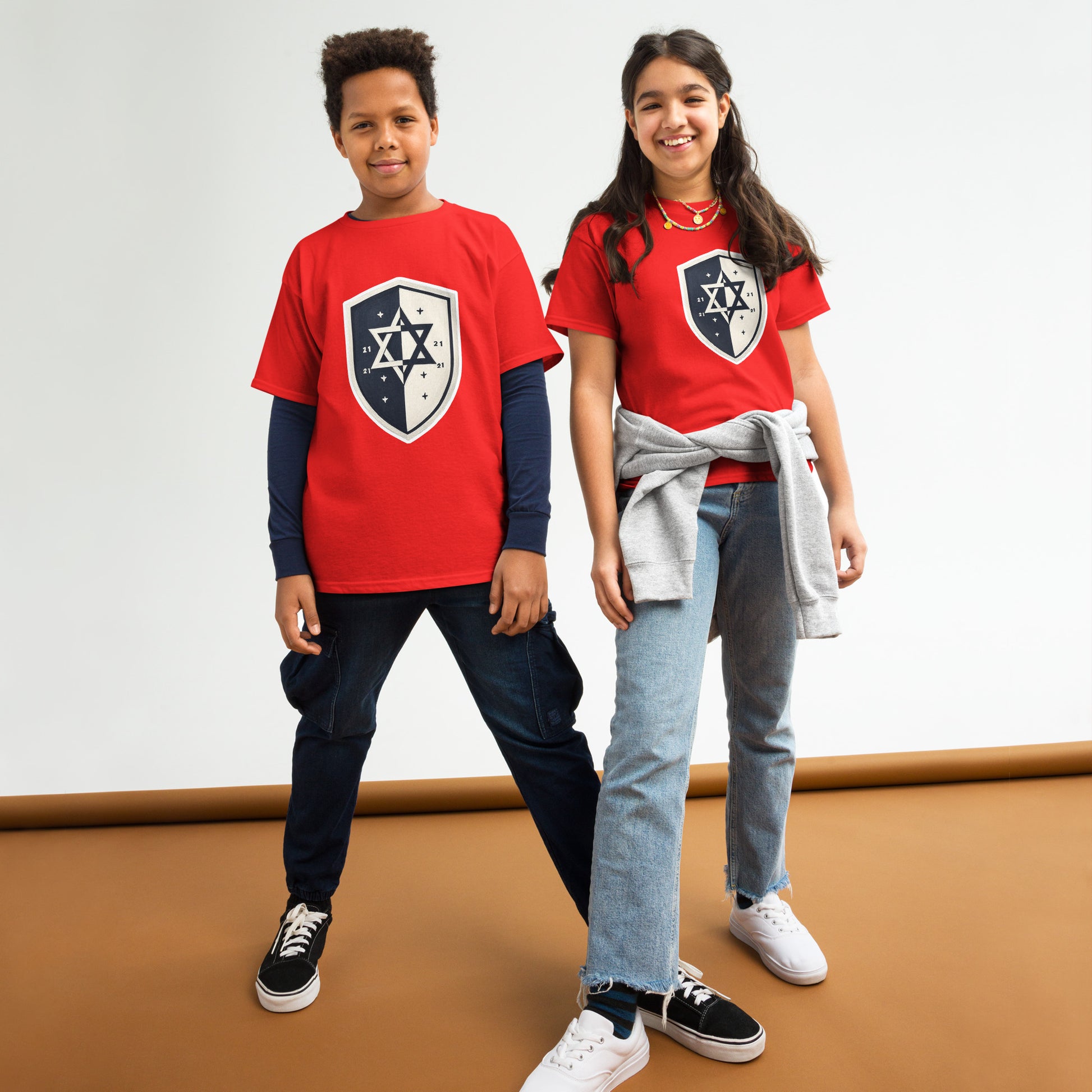 Black and White Shield Youth Classic Tee - American Zionist