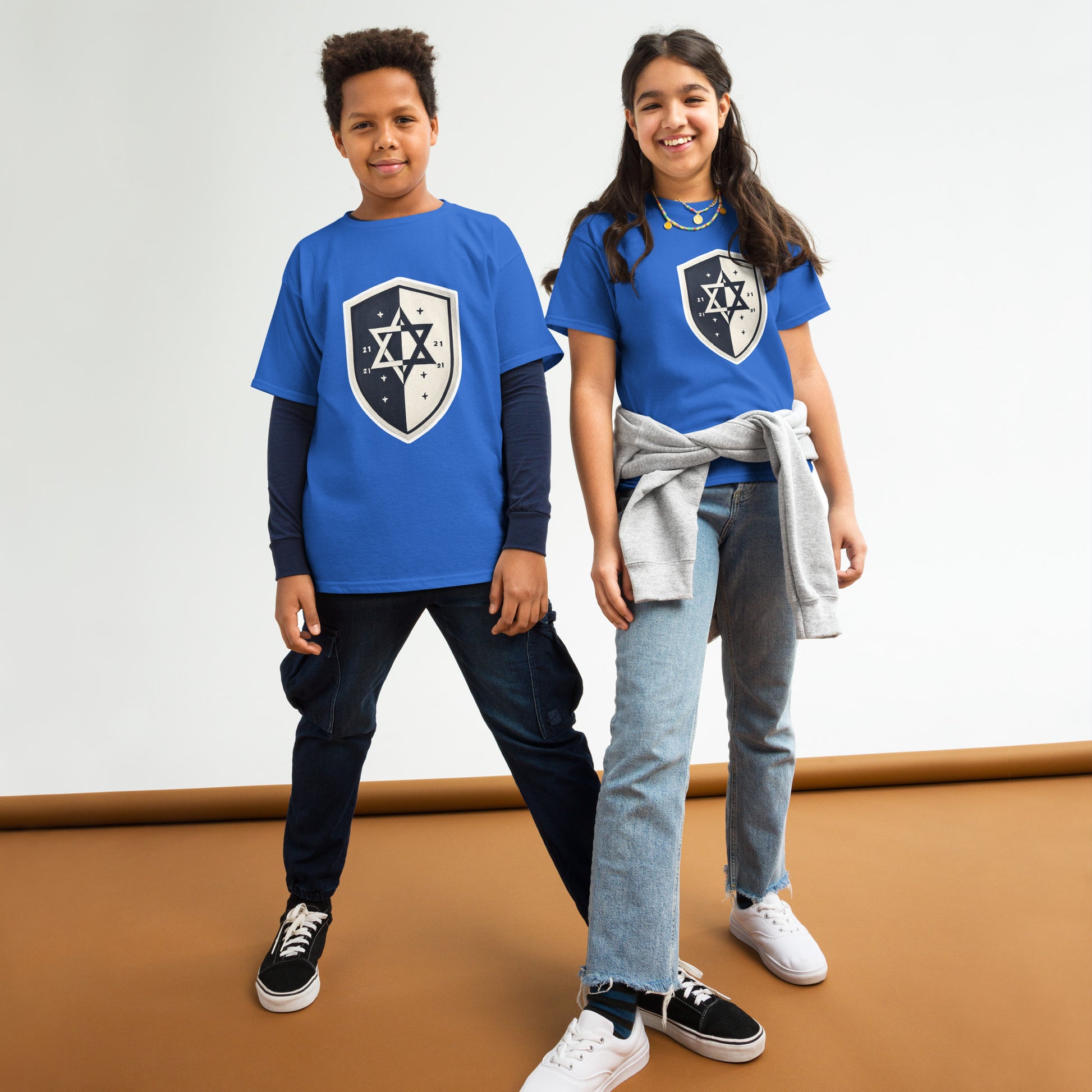 Black and White Shield Youth Classic Tee - American Zionist