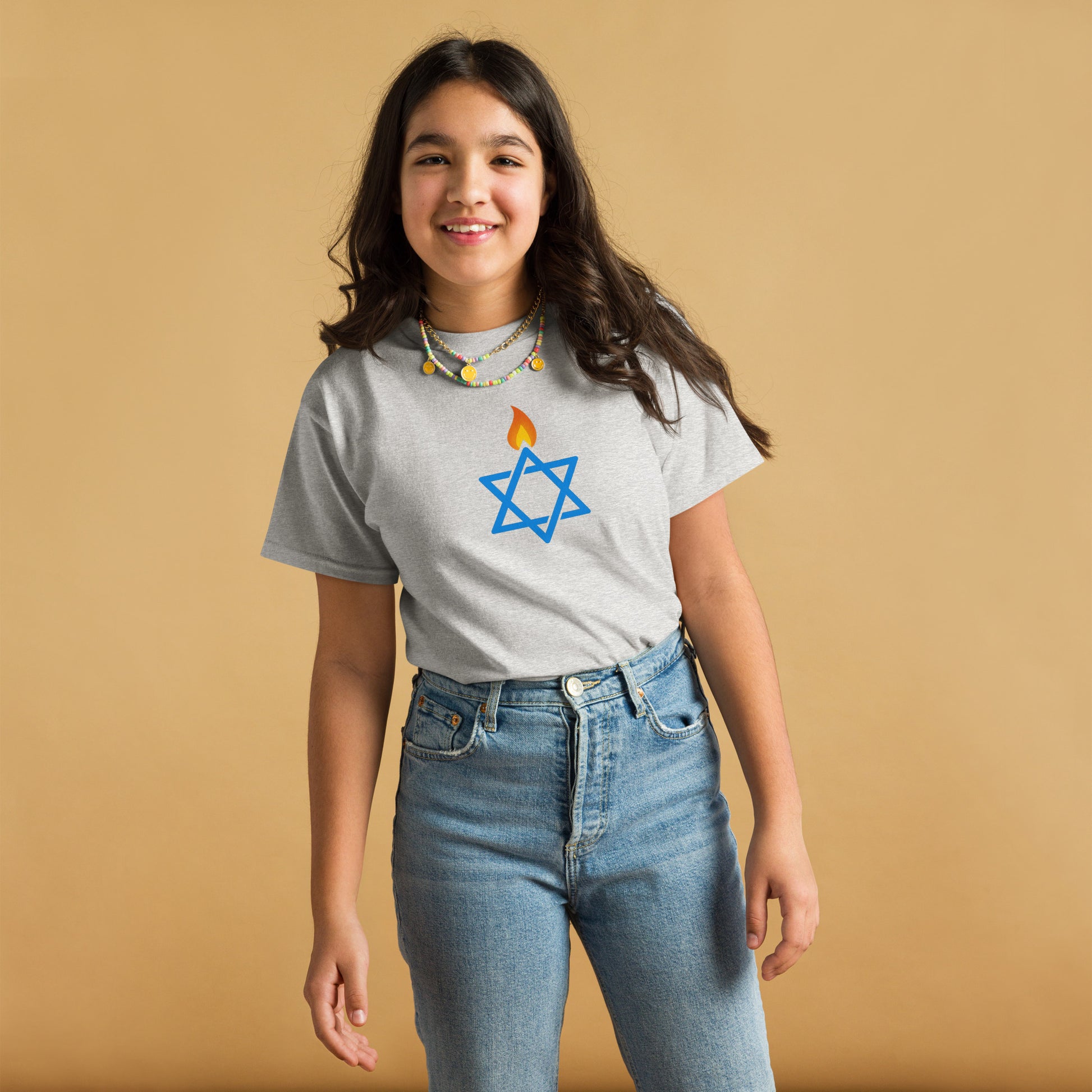 Fire Stars Of David Youth Classic Tee - American Zionist