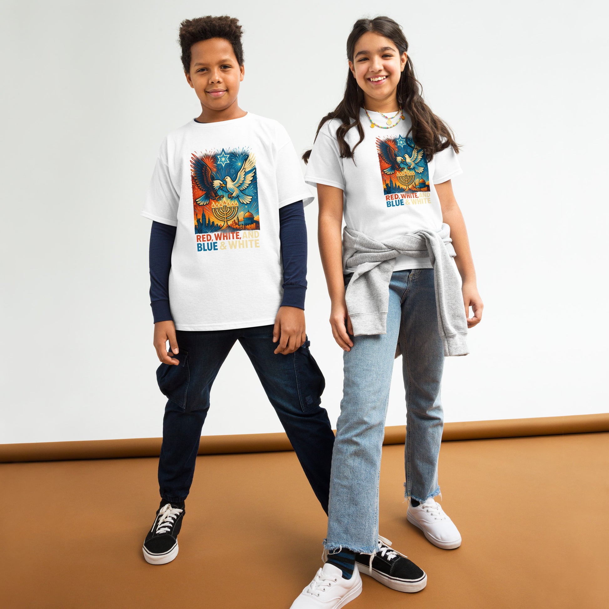Red White and Blue Youth Classic Tee - American Zionist