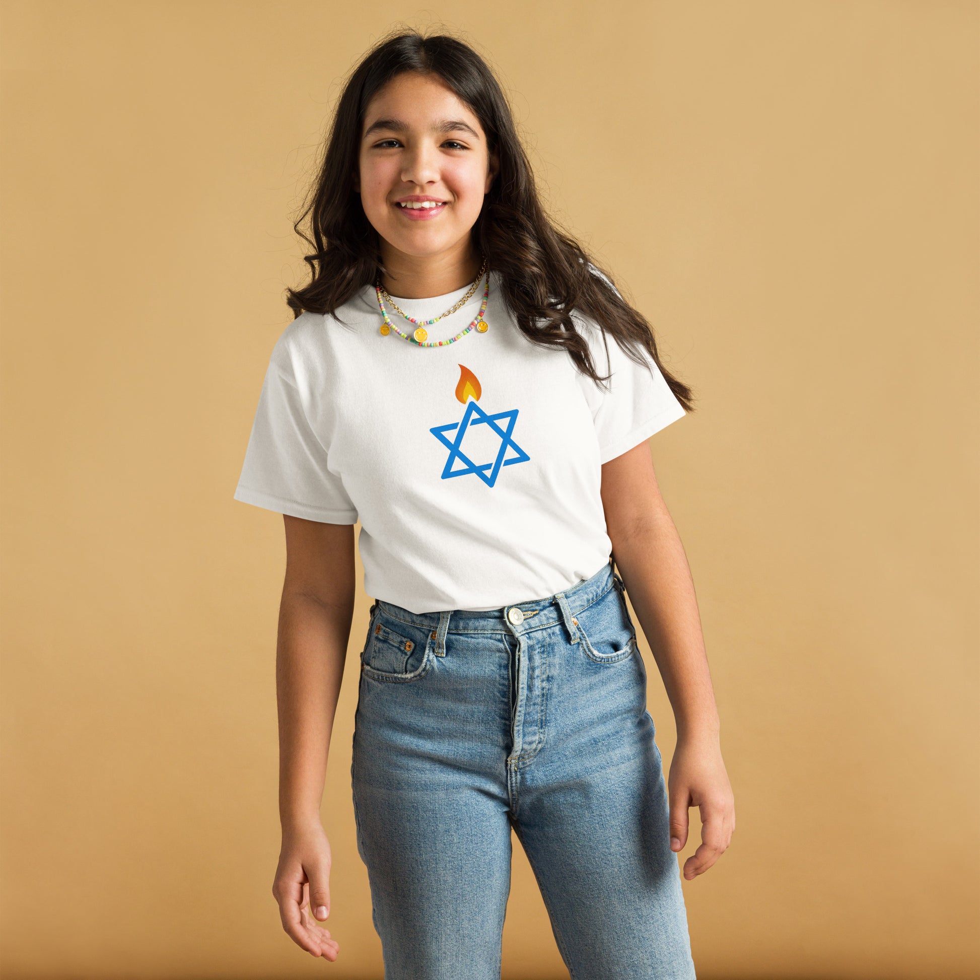 Fire Stars Of David Youth Classic Tee - American Zionist