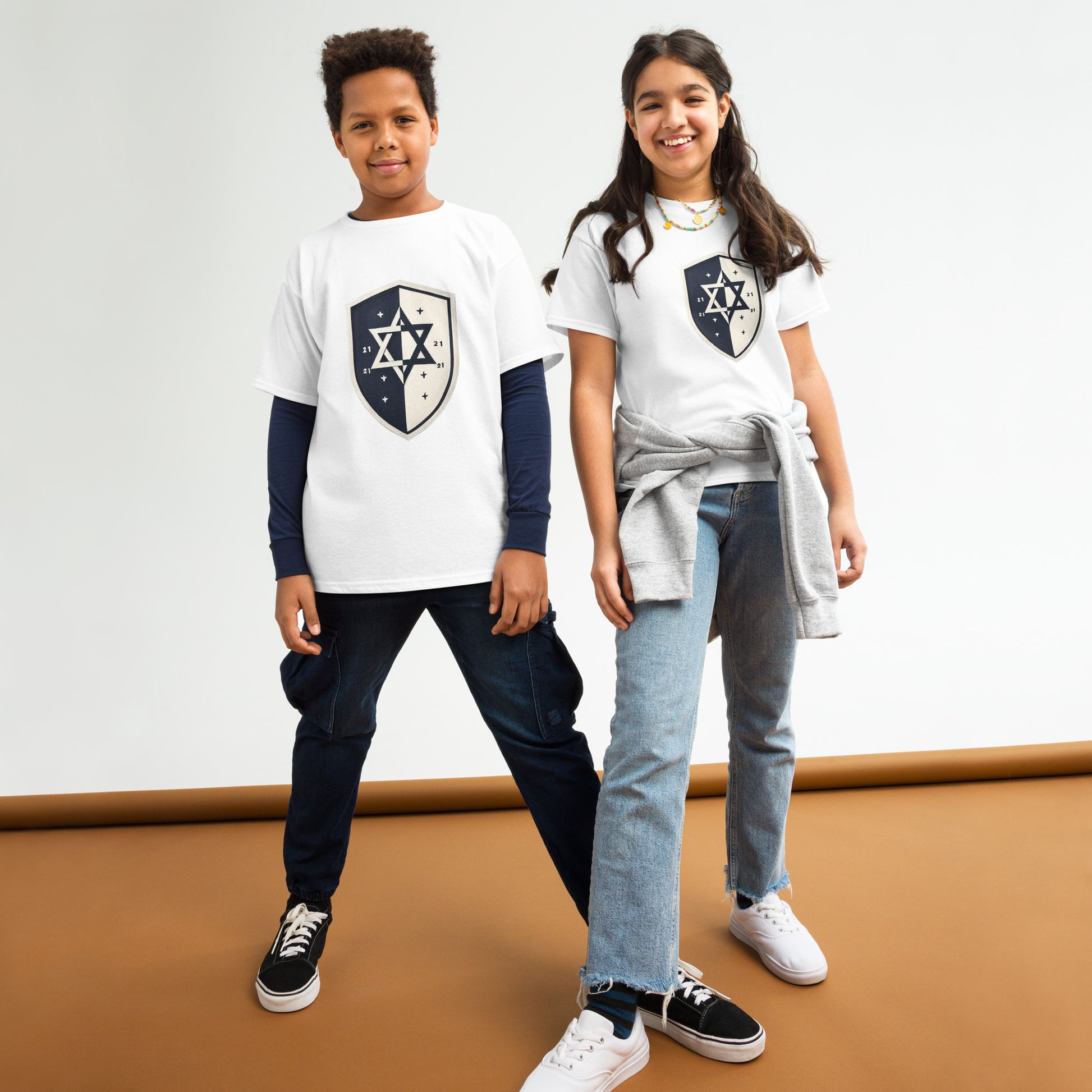 Black and White Shield Youth Classic Tee - American Zionist