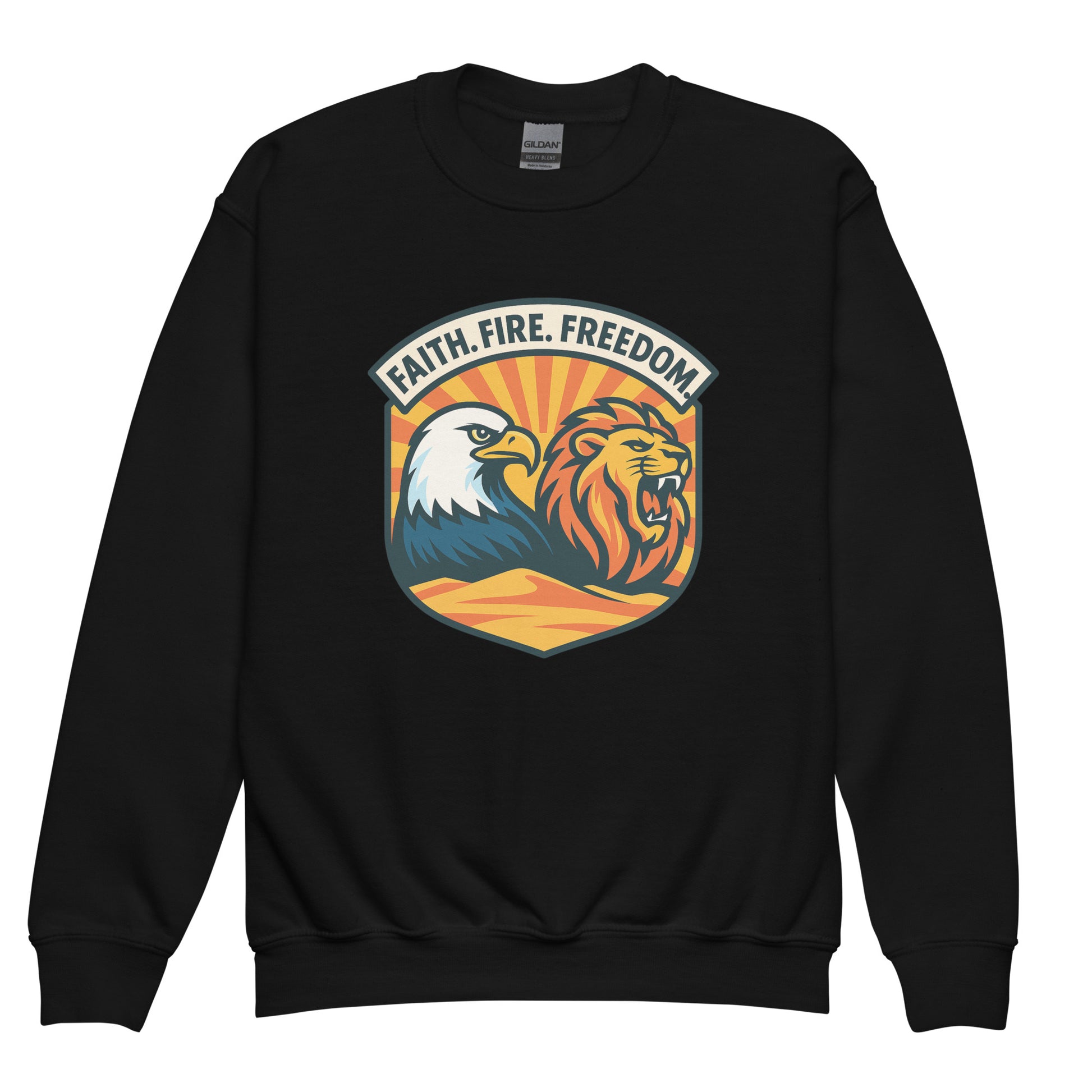 Lions Eagles Rise Youth Crew Neck Sweatshirt - American Zionist