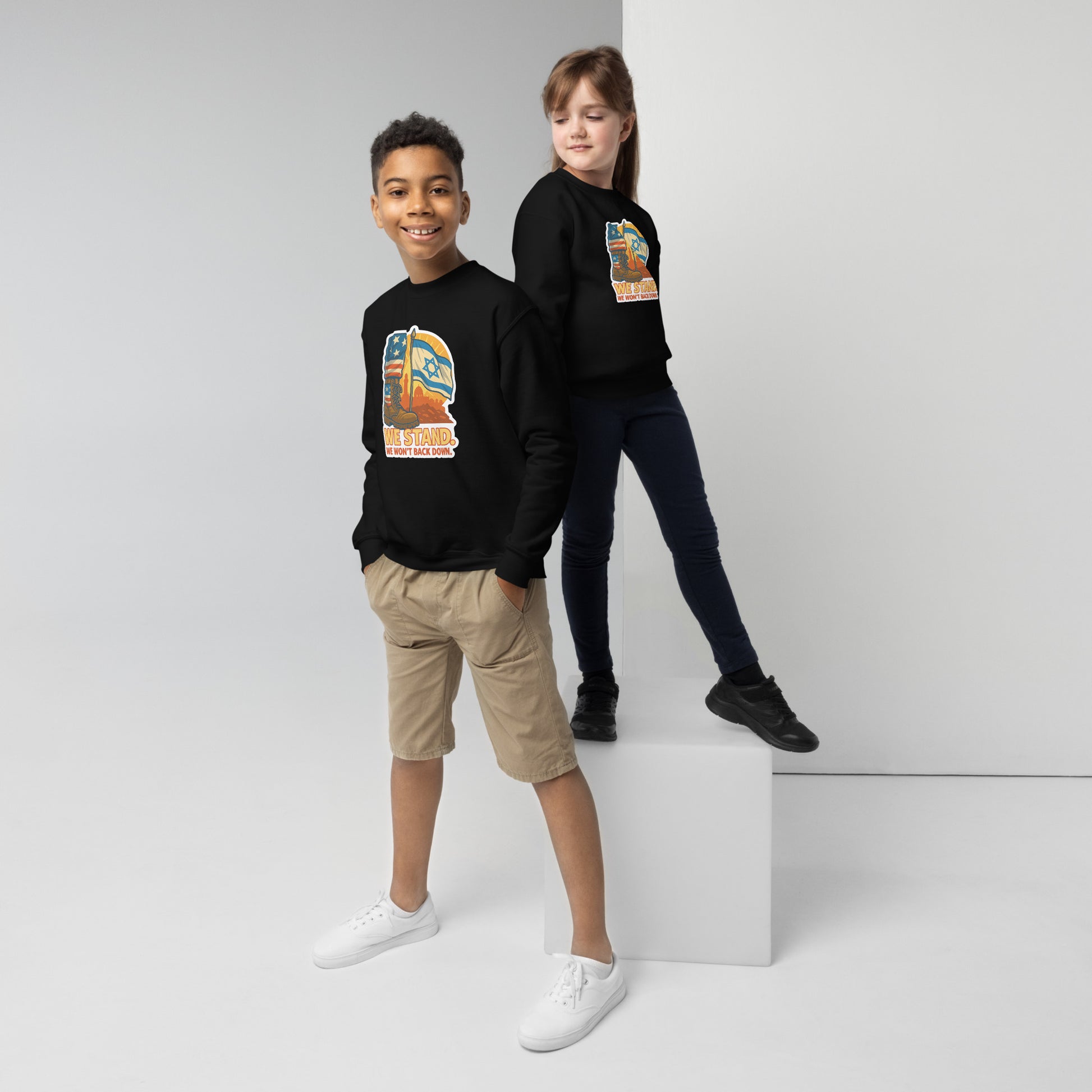 We Stand Youth Crew Neck Sweatshirt - American Zionist