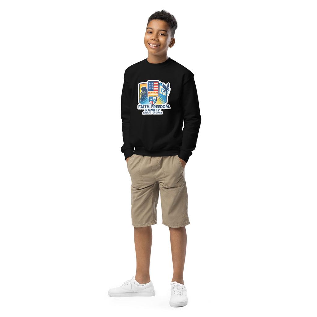 Faith Freedom Family Youth Crew Neck Sweatshirt - American Zionist