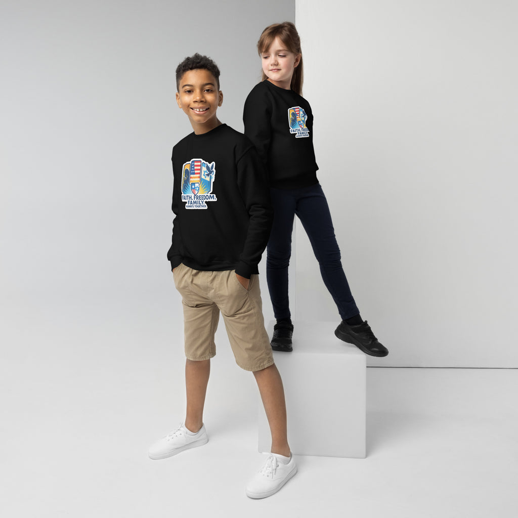 Faith Freedom Family Youth Crew Neck Sweatshirt - American Zionist