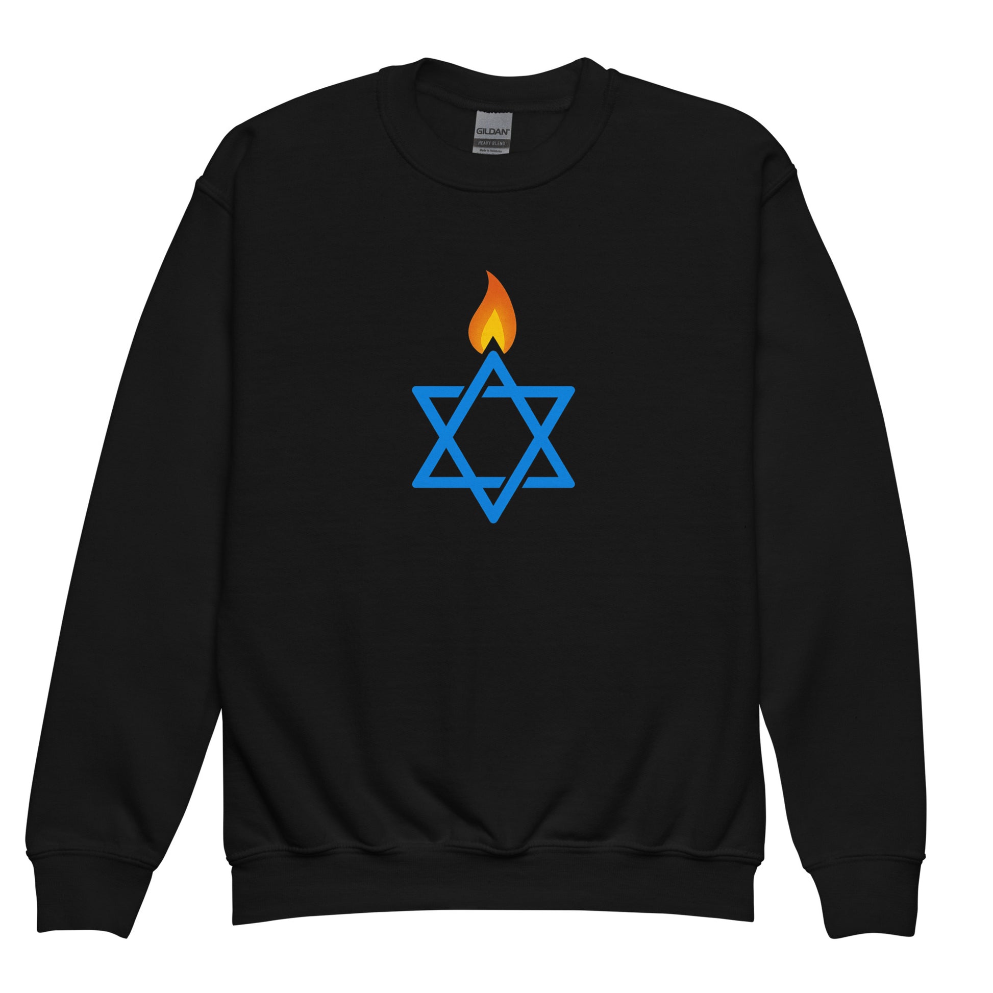 Fire Stars Of David Youth Crew Neck Sweatshirt - American Zionist