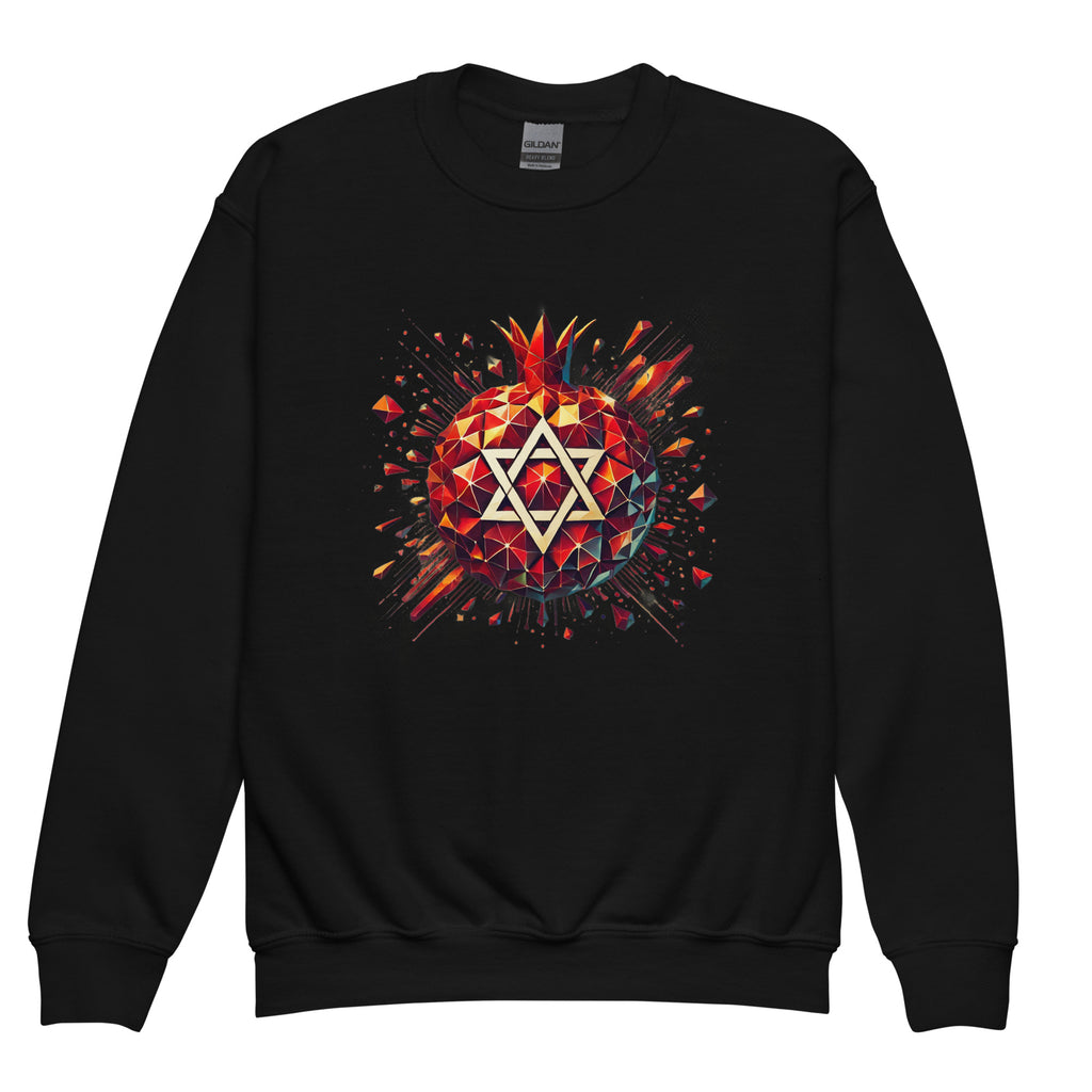Pomegranate Star of David Youth Crew Neck Sweatshirt - American Zionist