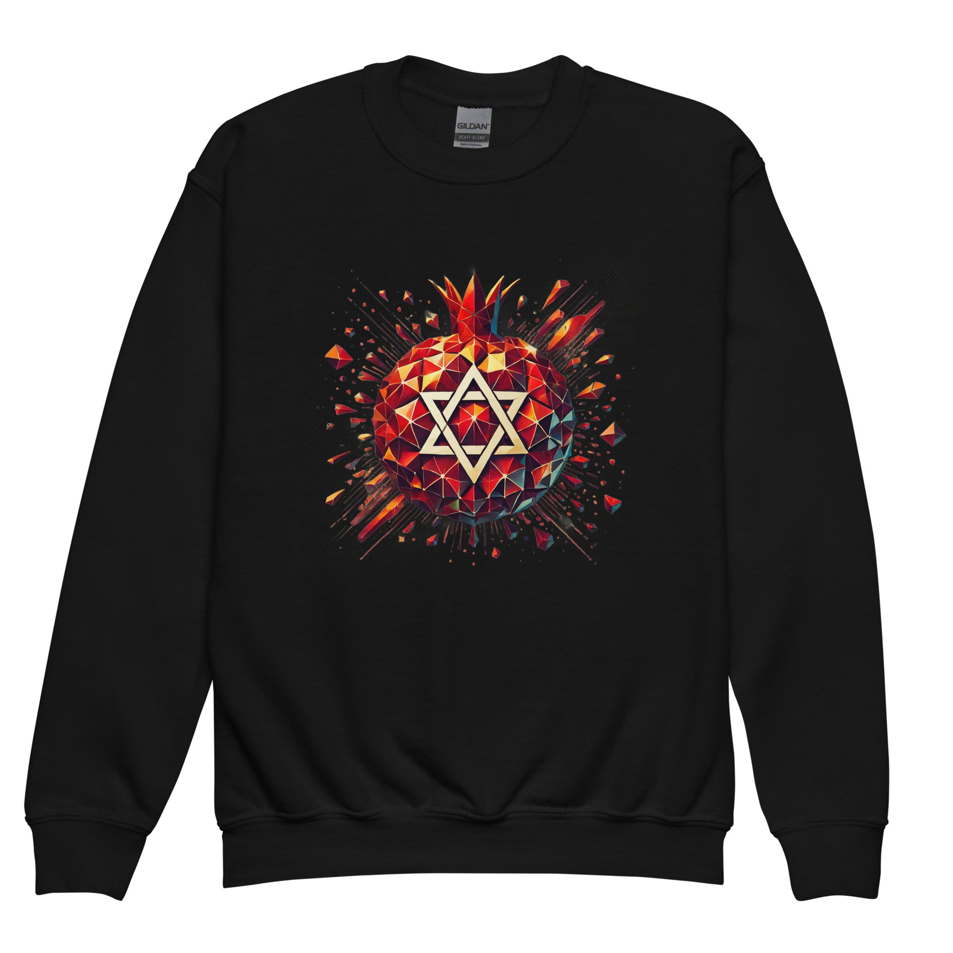 Pomegranate Star of David Youth Crew Neck Sweatshirt - American Zionist