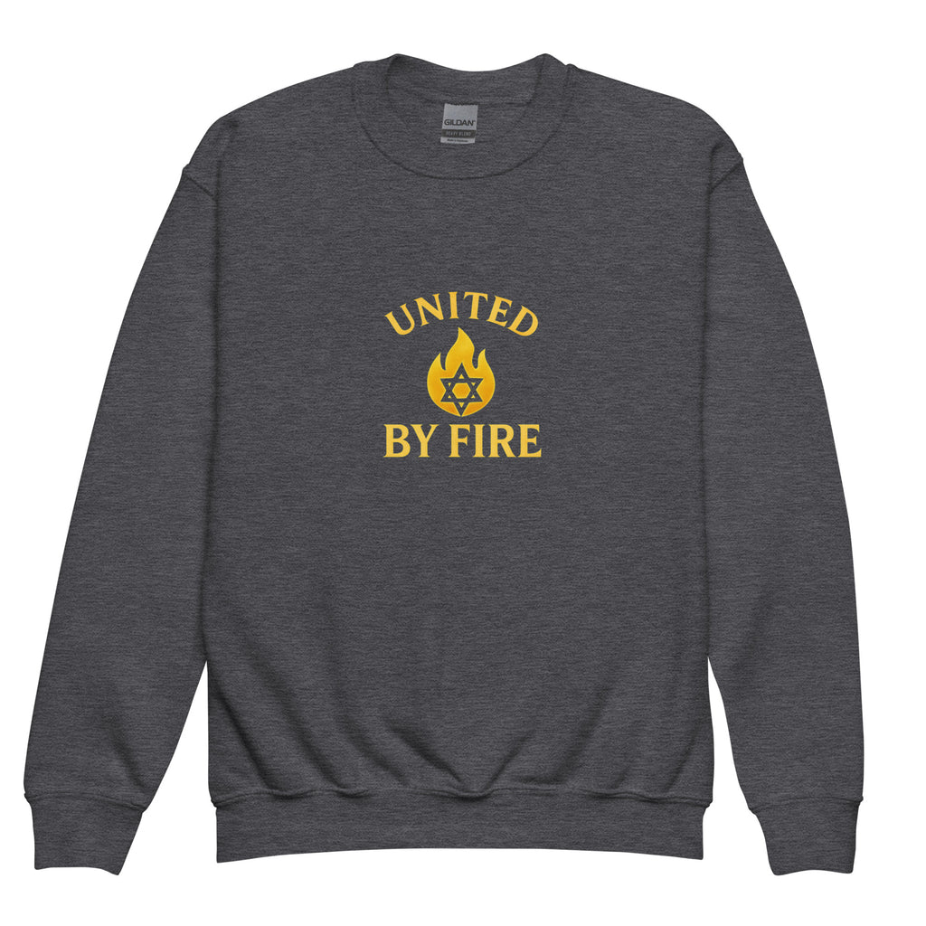 United - by - Fire Youth Crew Neck Sweatshirt - American Zionist