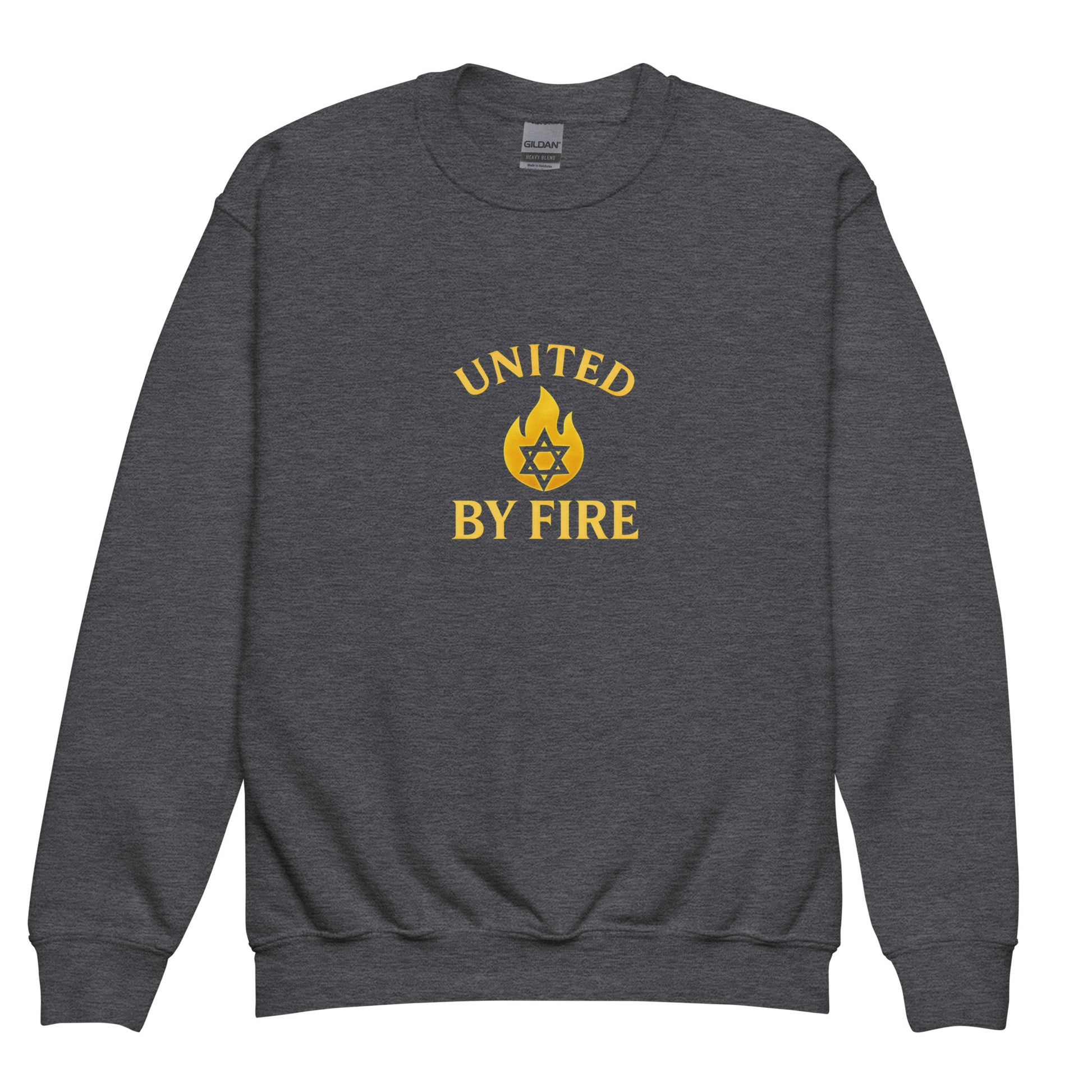 United - by - Fire Youth Crew Neck Sweatshirt - American Zionist