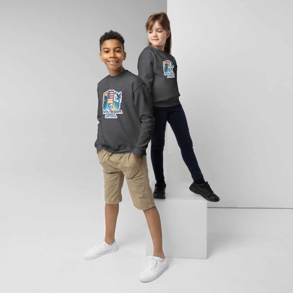 Faith Freedom Family Youth Crew Neck Sweatshirt - American Zionist