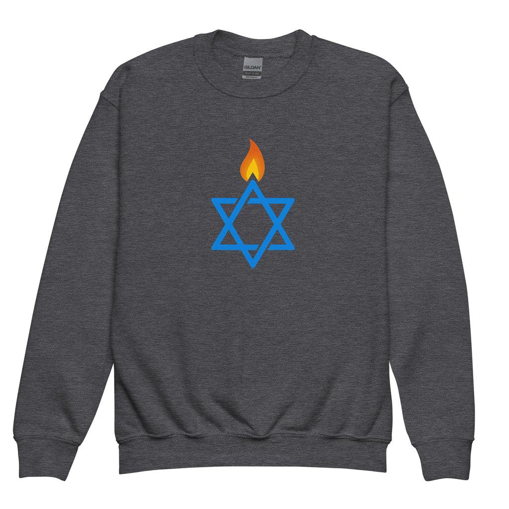 Fire Stars Of David Youth Crew Neck Sweatshirt - American Zionist