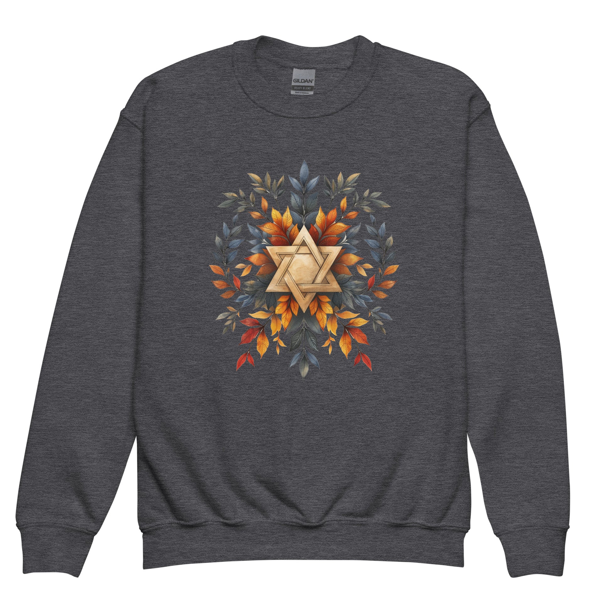 Star of David Wreath Youth Crew Neck Sweatshirt - American Zionist