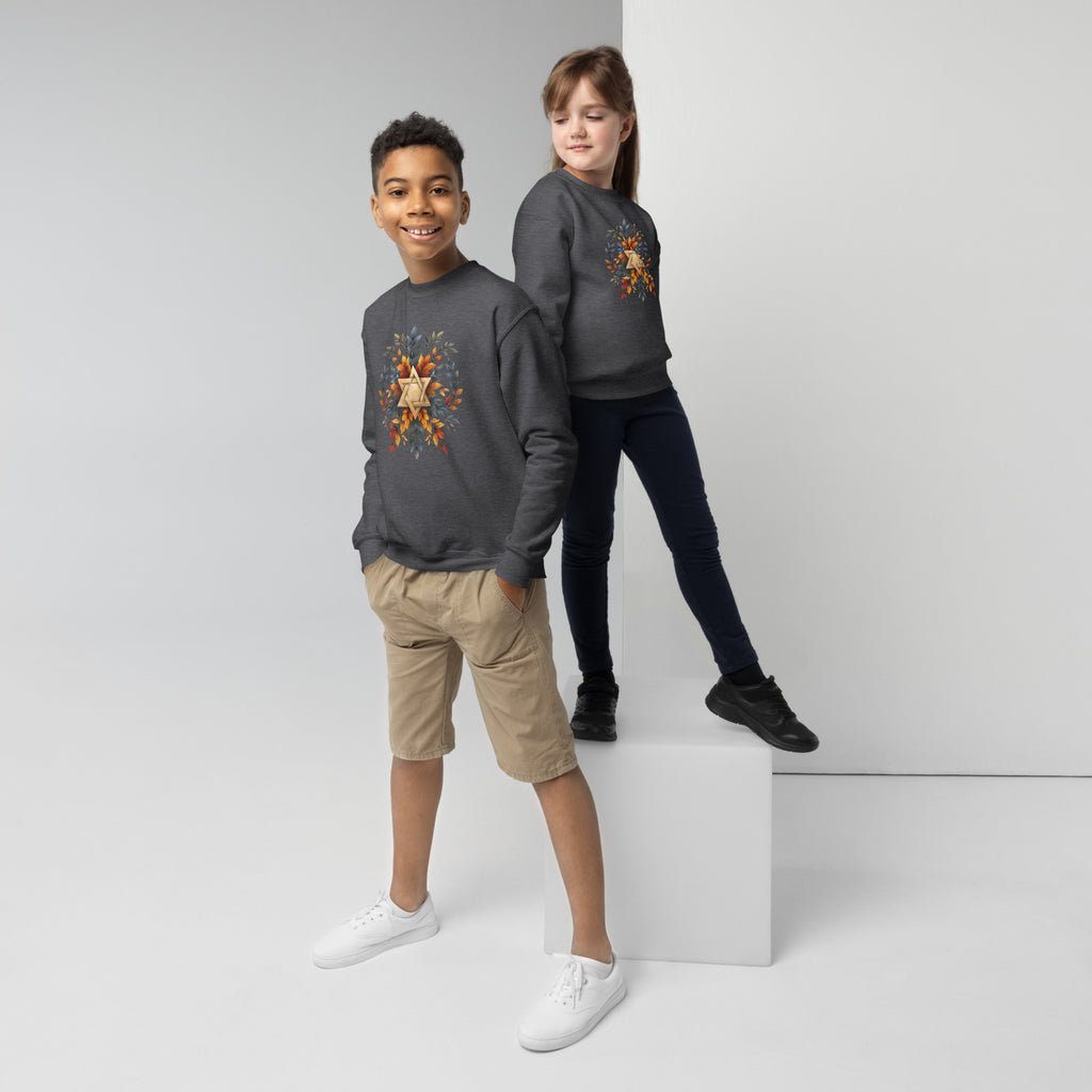 Star of David Wreath Youth Crew Neck Sweatshirt - American Zionist