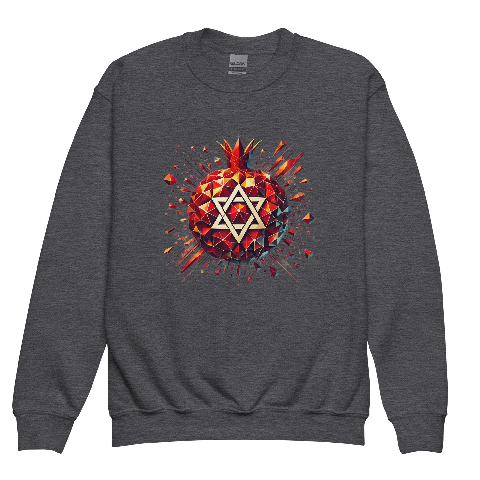 Pomegranate Star of David Youth Crew Neck Sweatshirt - American Zionist