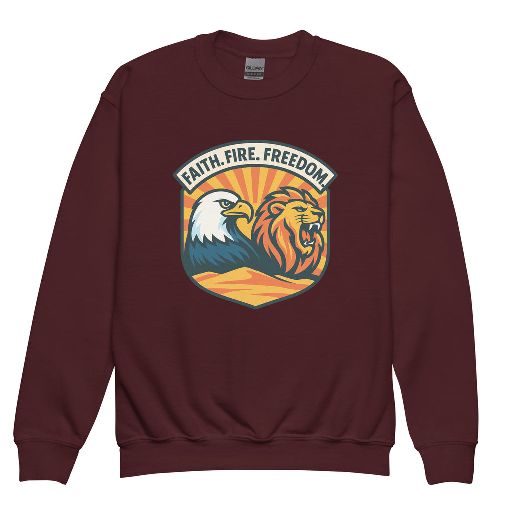 Lions Eagles Rise Youth Crew Neck Sweatshirt - American Zionist