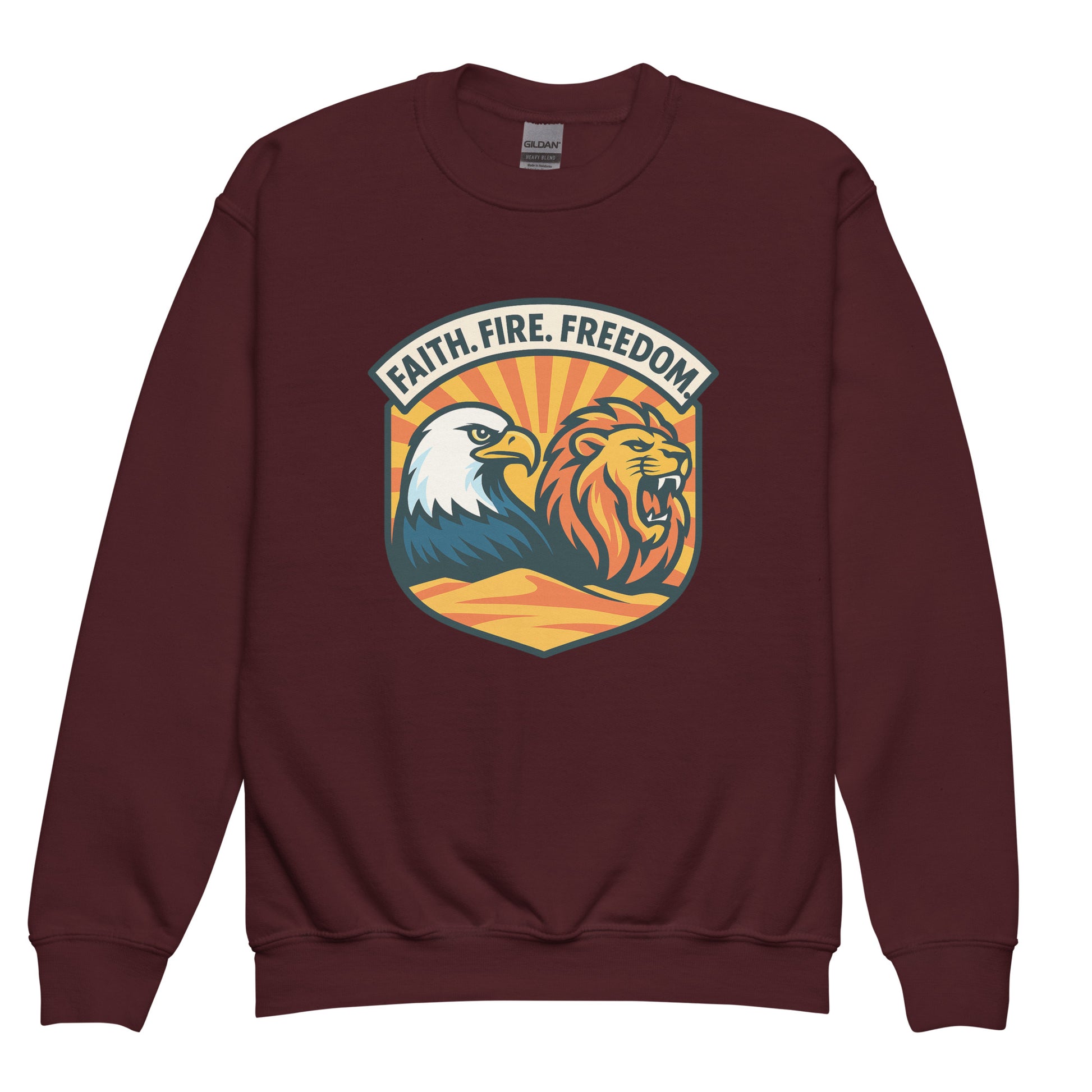 Lions Eagles Rise Youth Crew Neck Sweatshirt - American Zionist