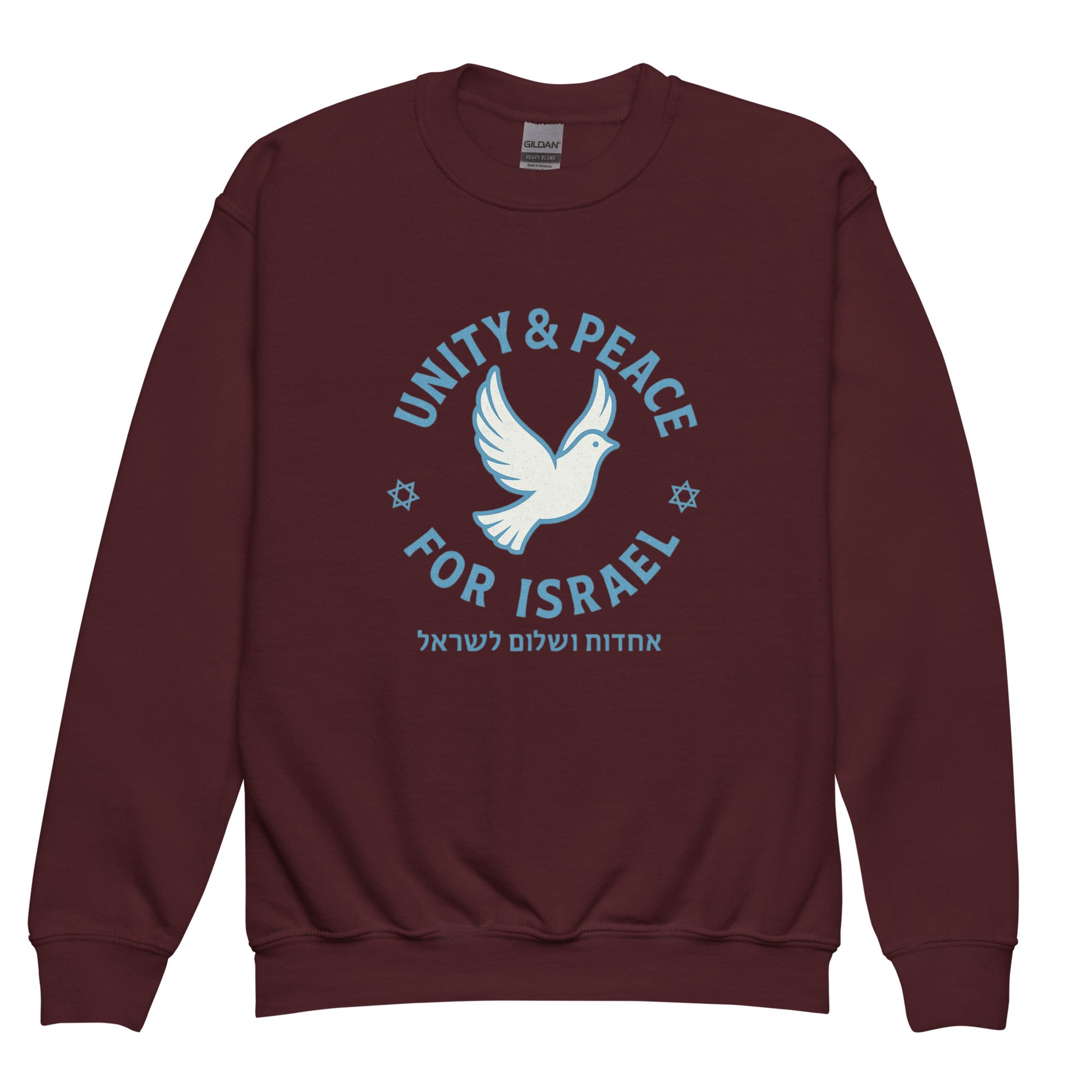 Unity Peace For Israel Youth Crew Neck Sweatshirt - American Zionist