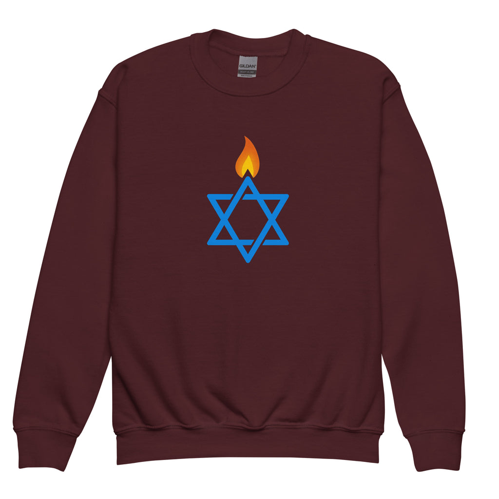 Fire Stars Of David Youth Crew Neck Sweatshirt - American Zionist