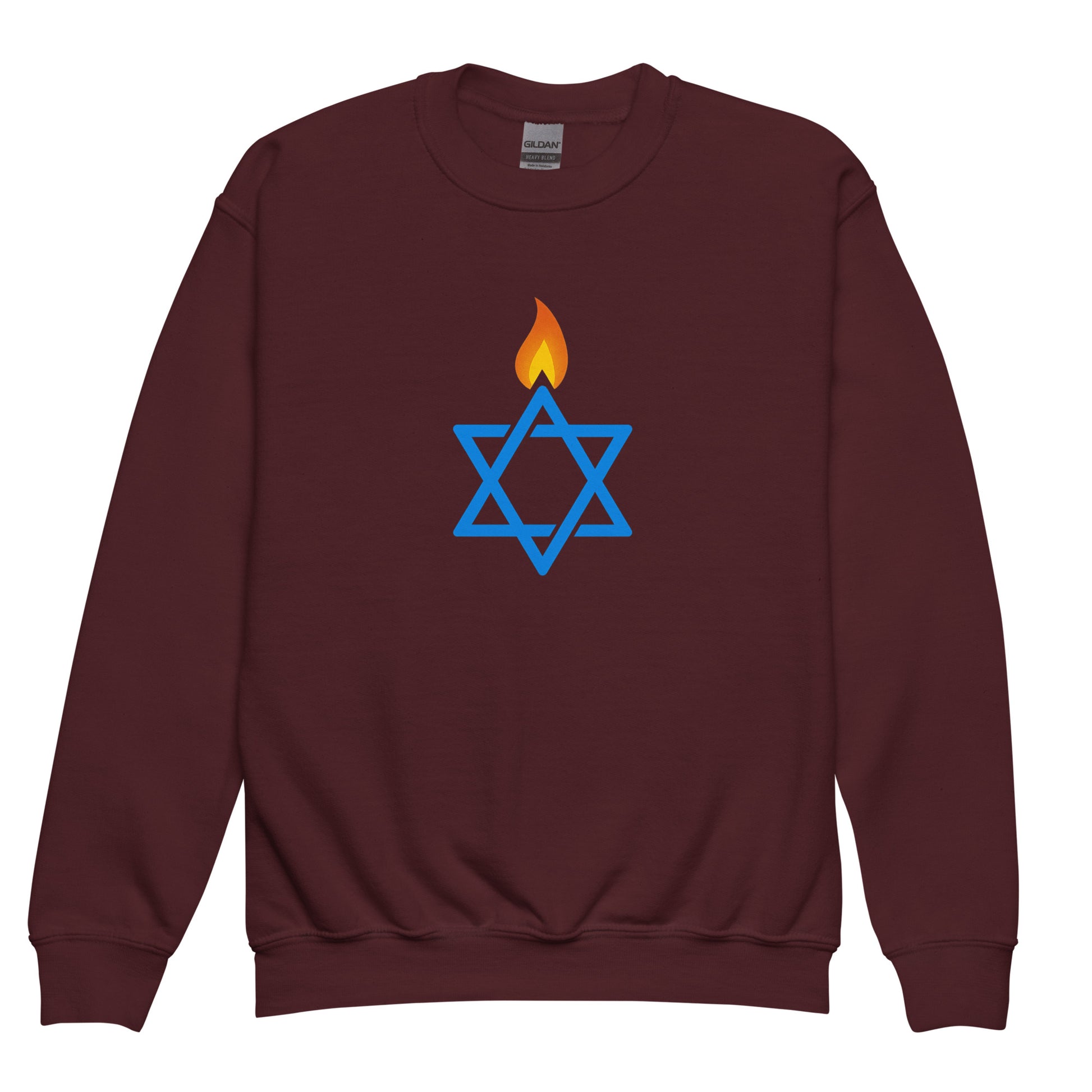 Fire Stars Of David Youth Crew Neck Sweatshirt - American Zionist