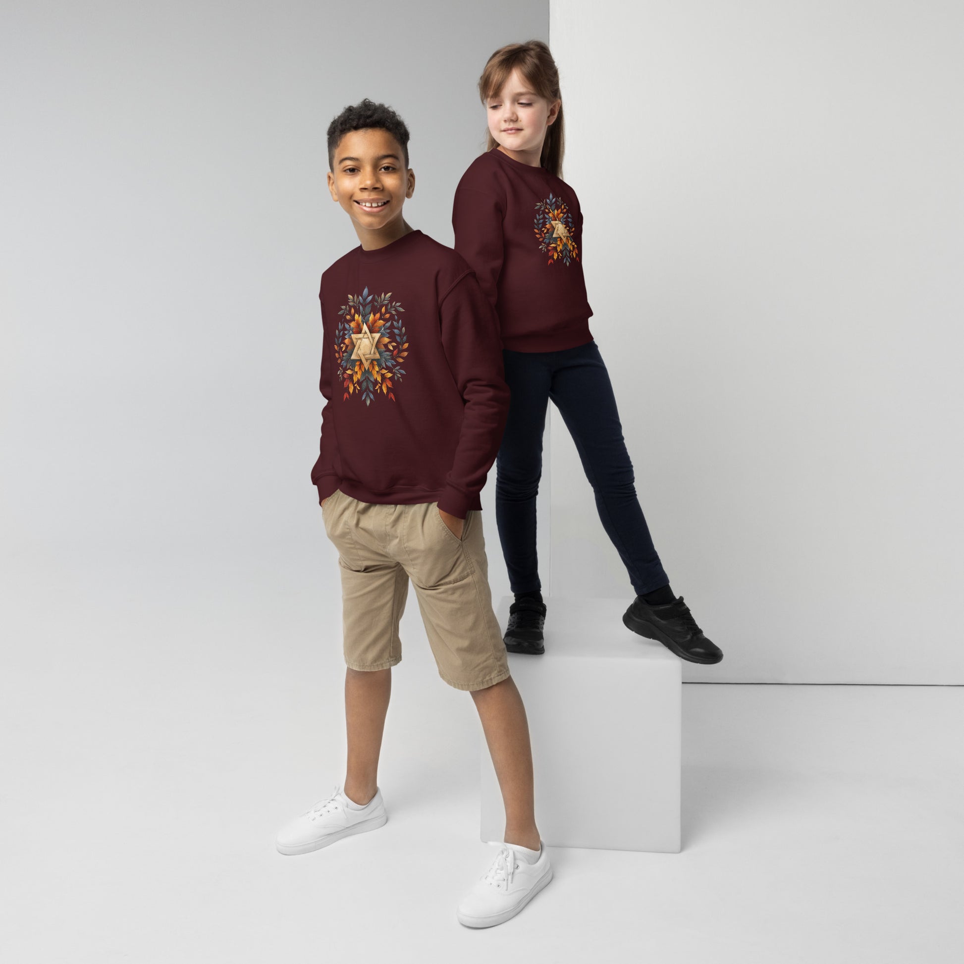 Star of David Wreath Youth Crew Neck Sweatshirt - American Zionist