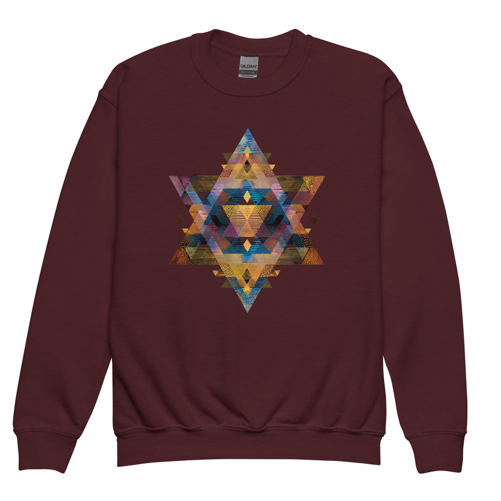 Star of David Geometric Youth Crew Neck Sweatshirt - American Zionist