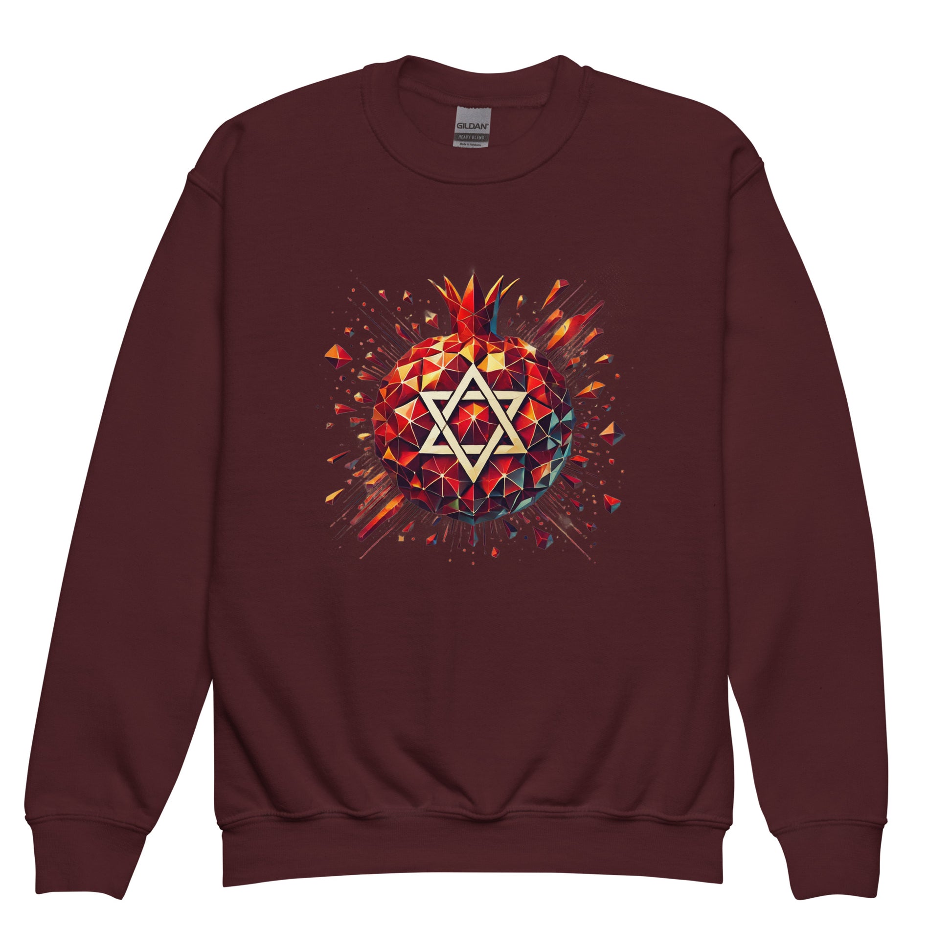 Pomegranate Star of David Youth Crew Neck Sweatshirt - American Zionist
